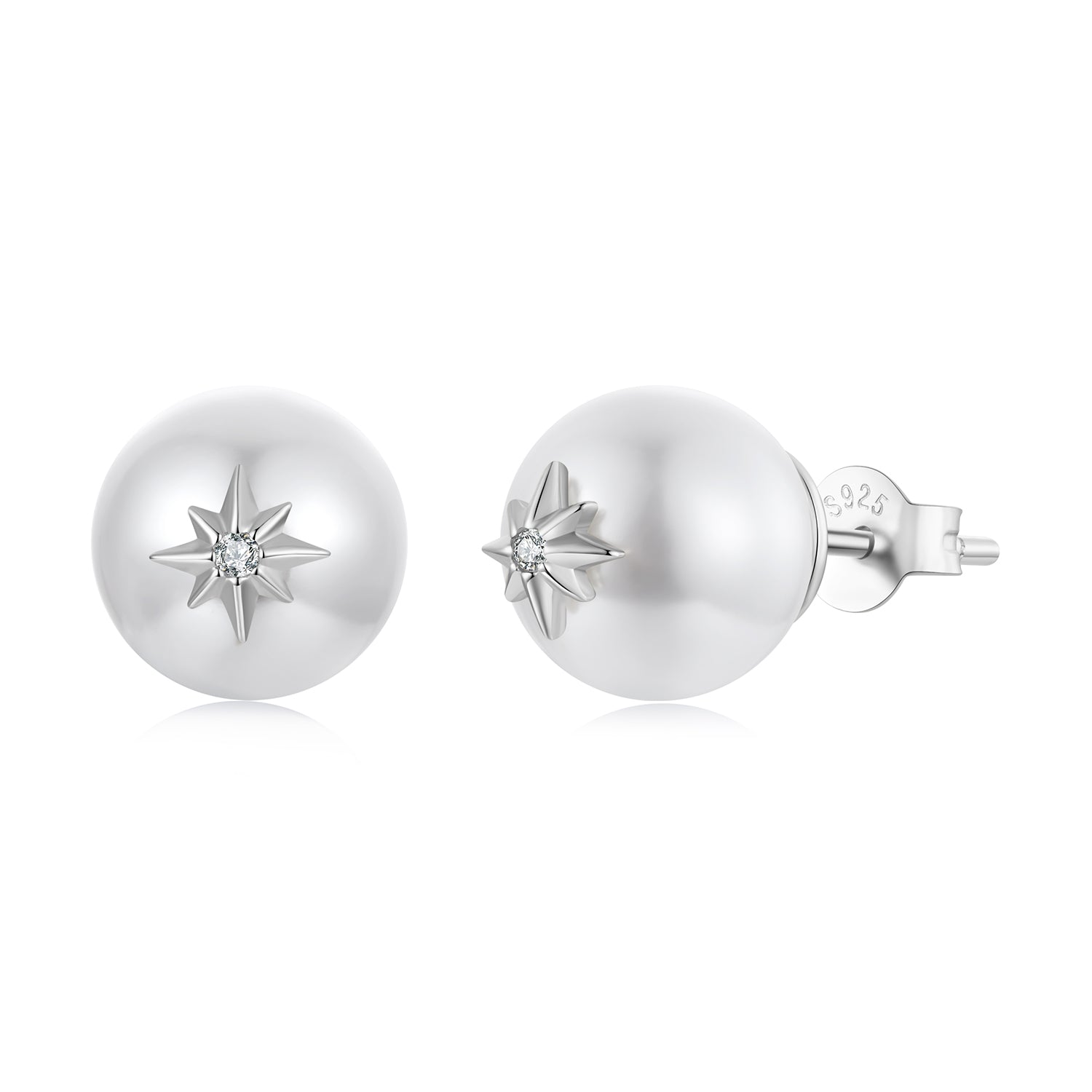 925 Sterling Silver Earrings with CZ and Synthetic Pearl for Women DestGlow
