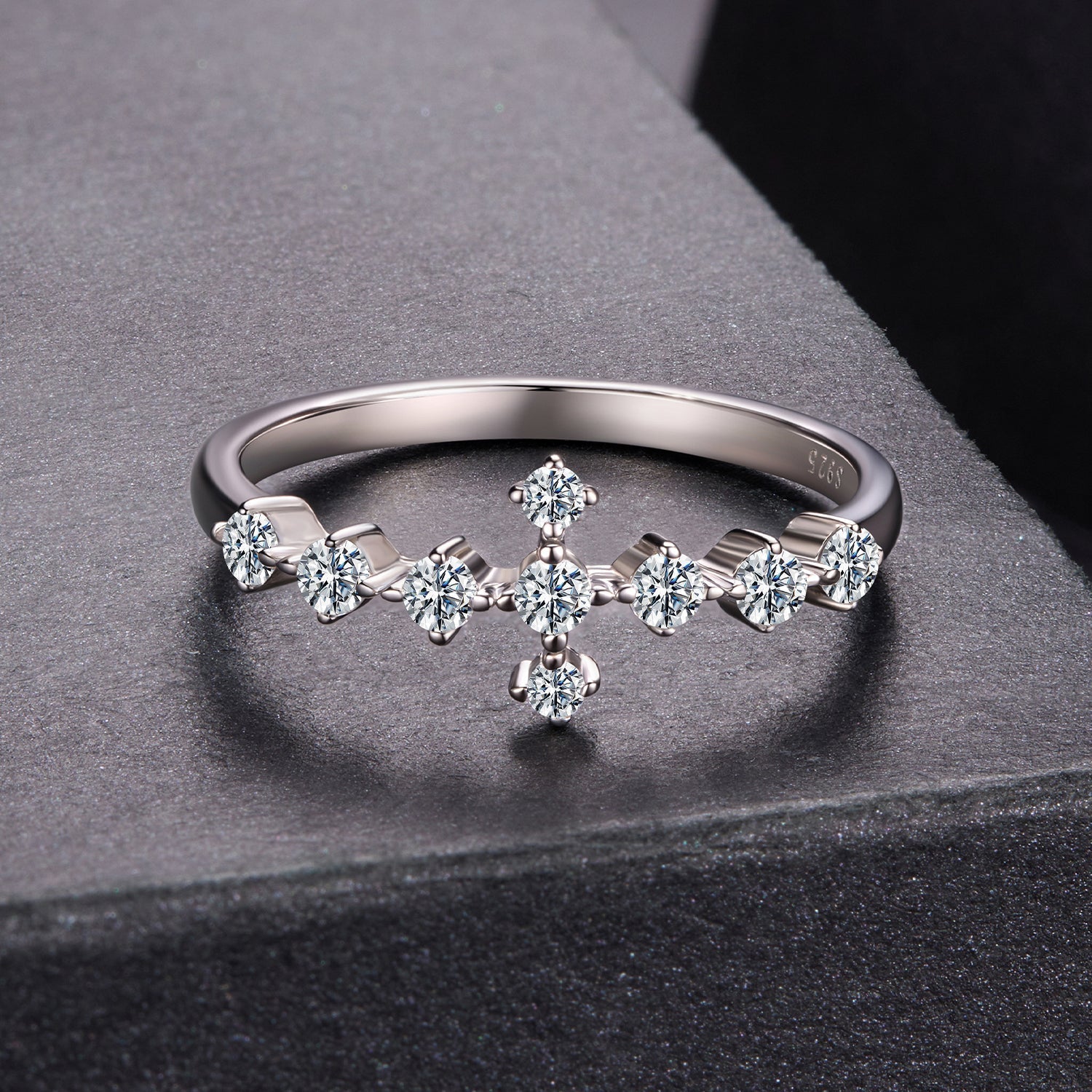 925 Sterling Silver Moissanite 0.15-0.20 Carat Ring for Women, Size 6 DestGlow