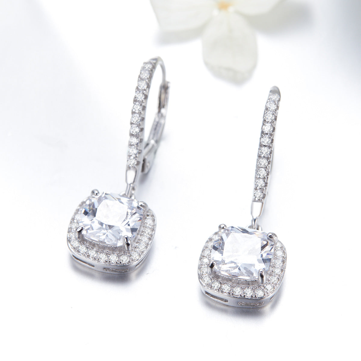 925 Sterling Silver Plated Gold Pavé Setting CZ Earrings for Women DestGlow