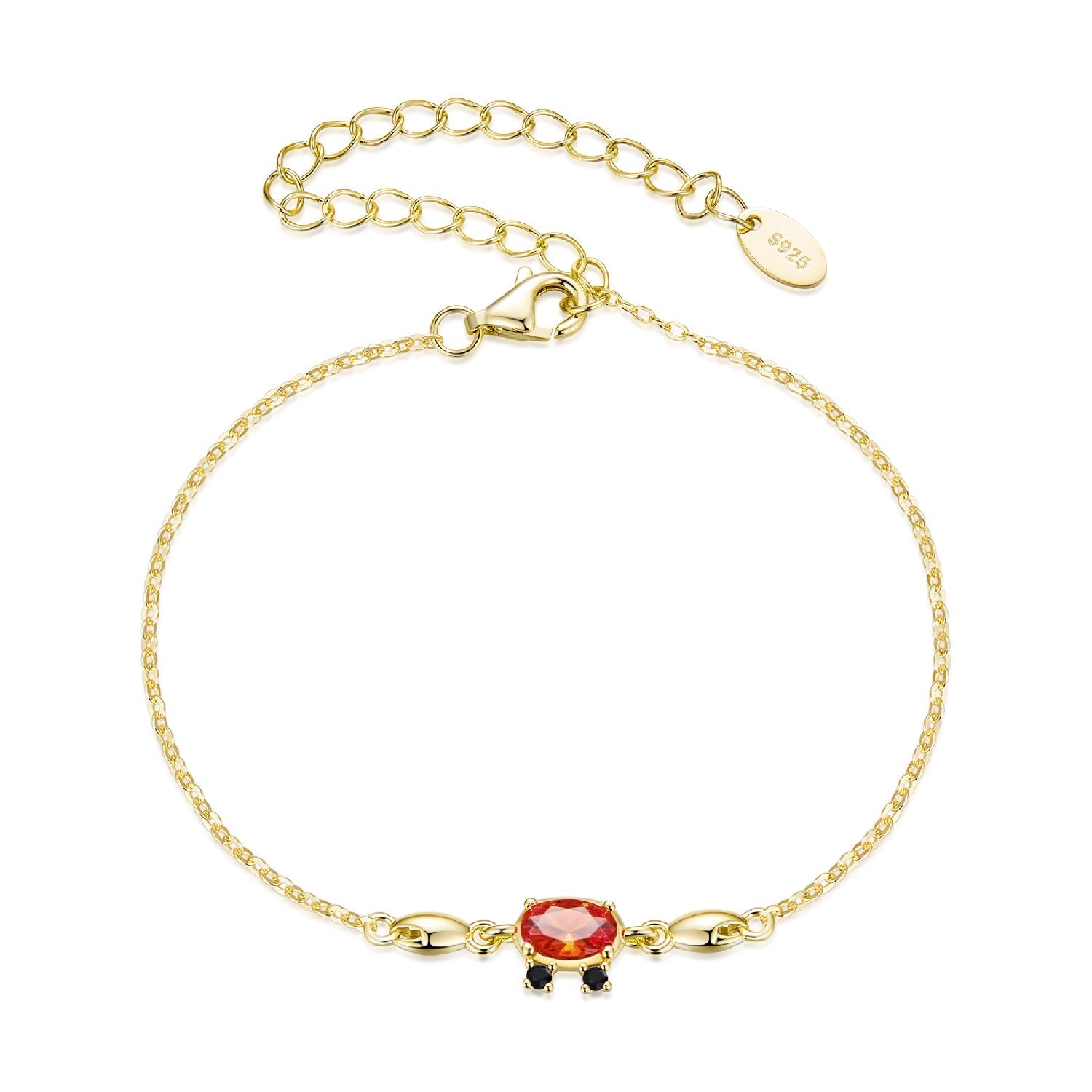 925 Sterling Silver Gold Plated CZ Bracelet 15+6cm for Women DestGlow