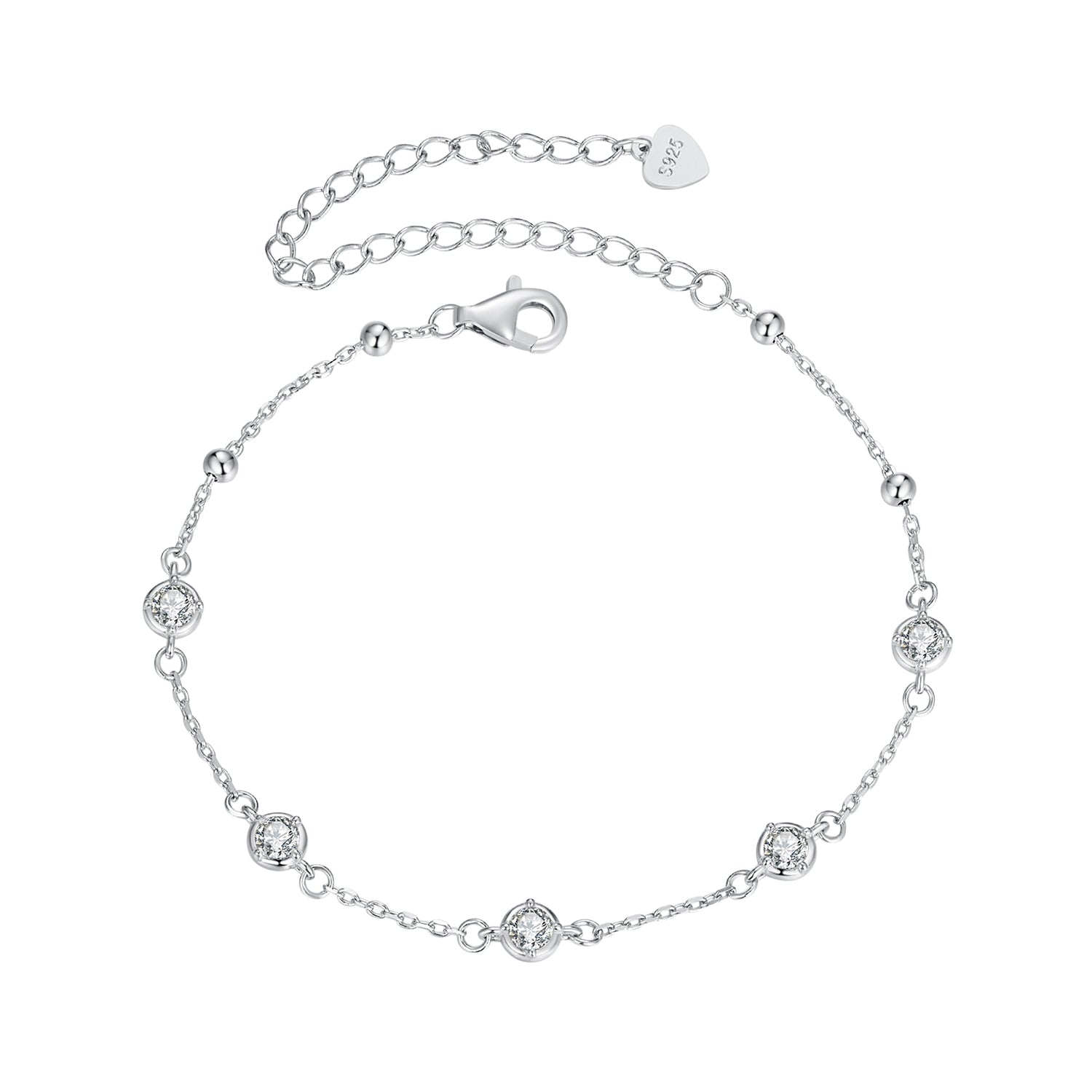 925 Sterling Silver 3mm Moissanite Bracelet for Women DestGlow
