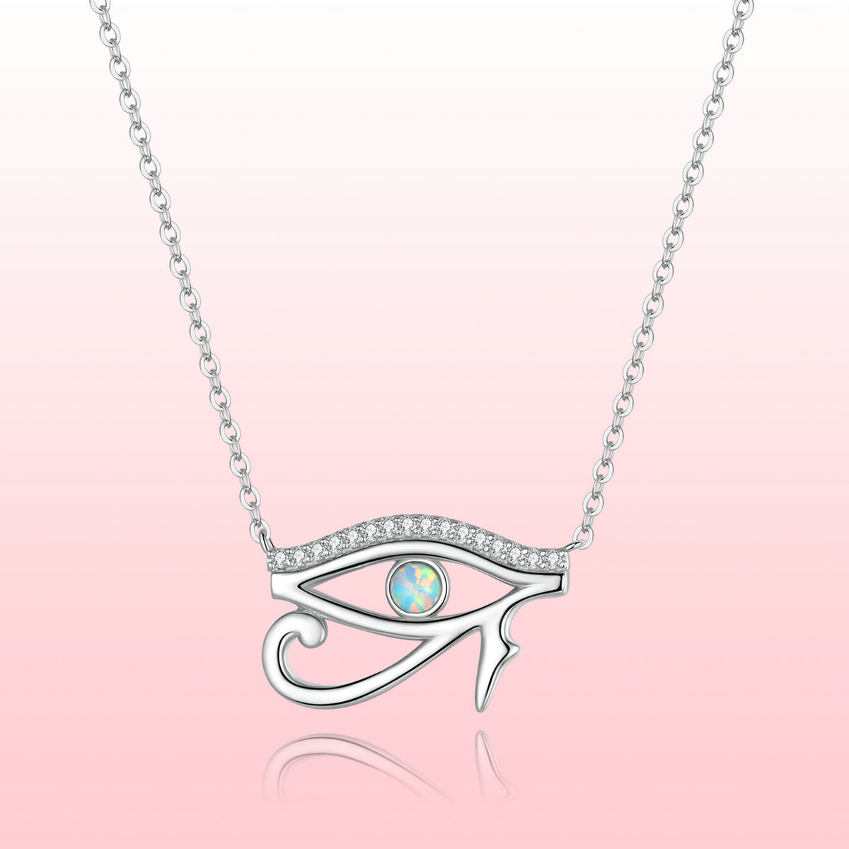 925 Sterling Silver Opal Necklace with CZ and Platinum Plating, Adjustable Length 45cm, Women’s Jewelry DestGlow