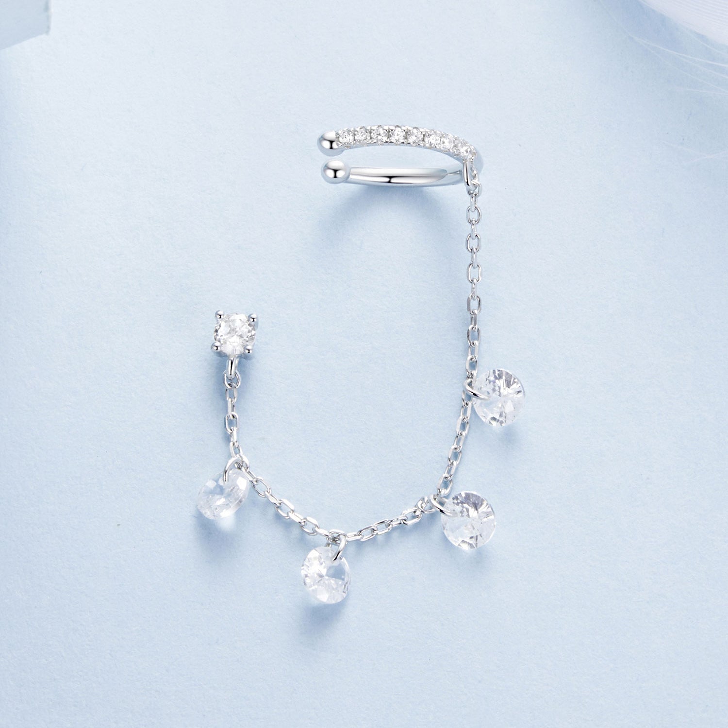 925 Sterling Silver Earrings with Pave Setting CZ - White Gold Plated for Women DestGlow