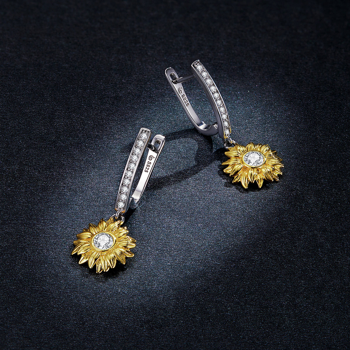 S925 Sterling Silver Plated Gold Pavé Setting CZ Earrings DestGlow