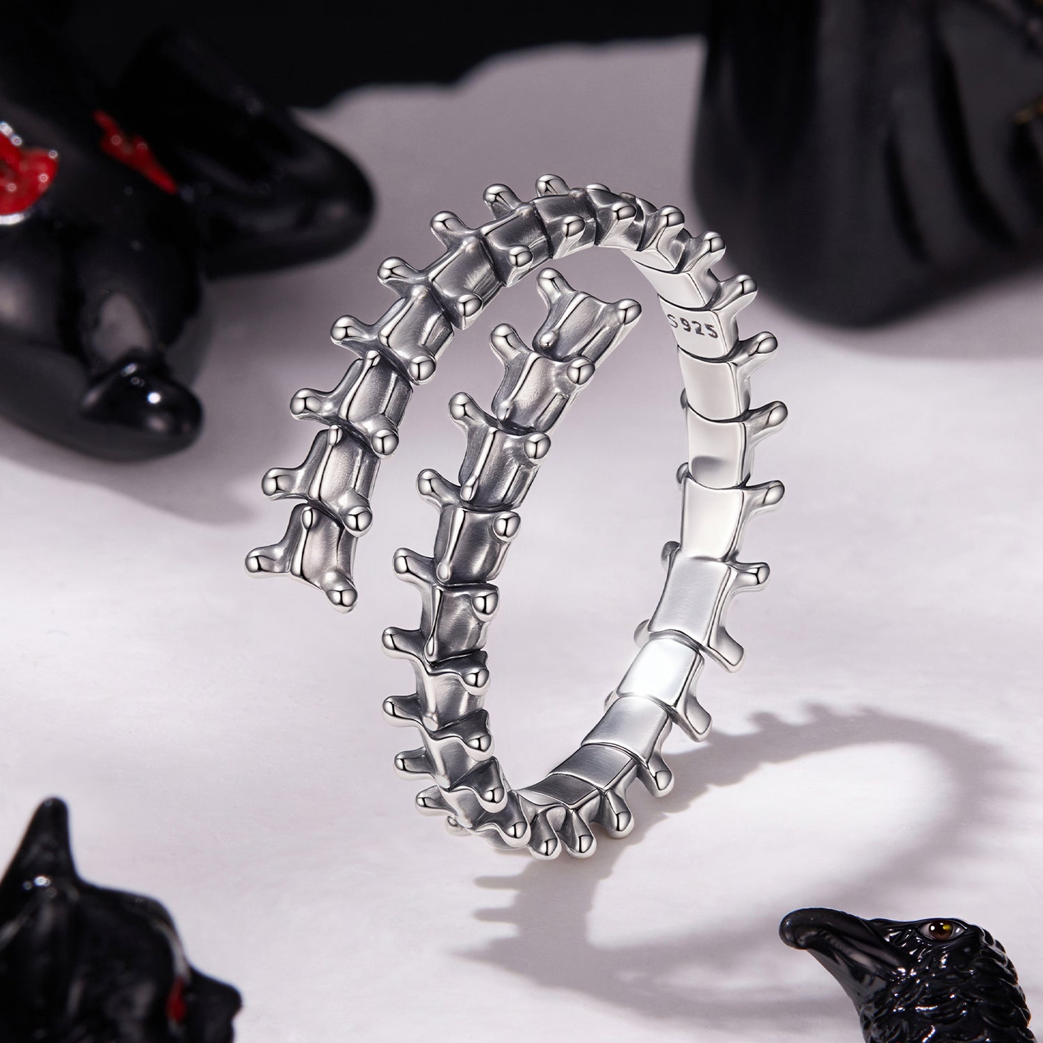 925 Sterling Silver Oxidized Silver Width 0.22-0.37cm Rings DestGlow