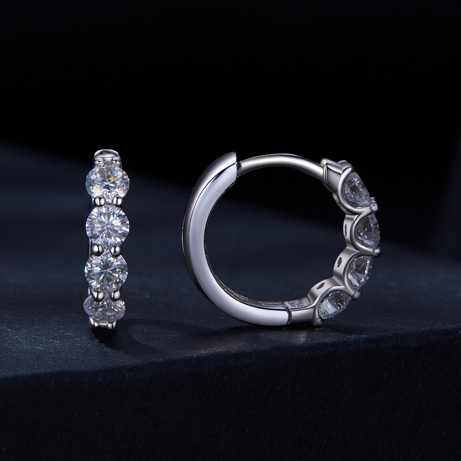 925 Sterling Silver Moissanite 0.1 Carat Platinum Plated Earrings for Women DestGlow
