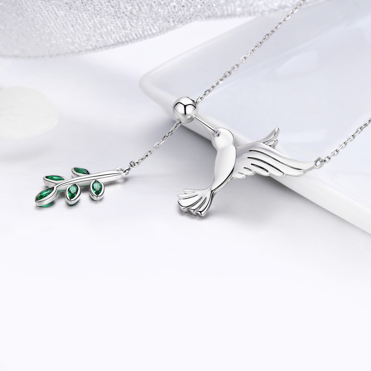 925 Sterling Silver Necklace with Bird and Leaves Design for Women DestGlow