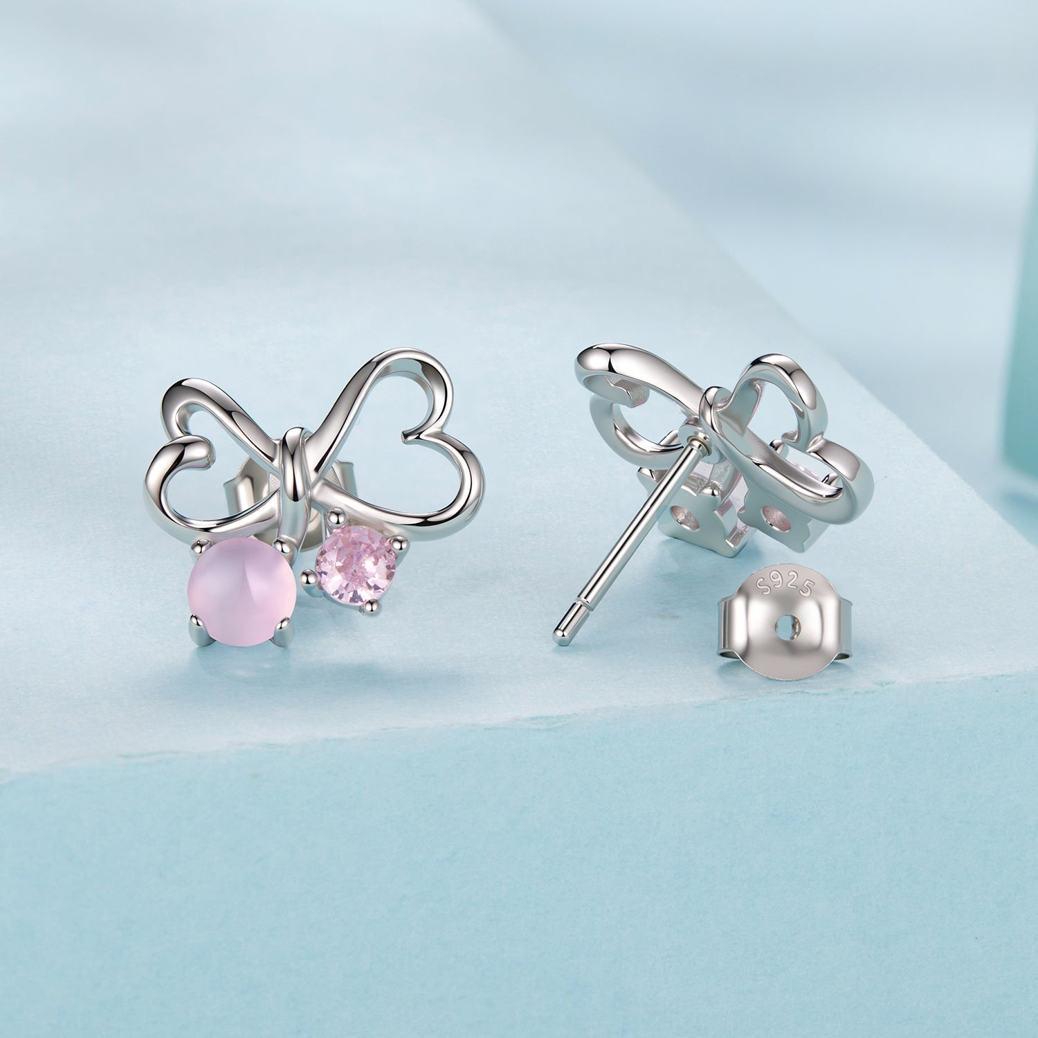 925 Sterling Silver Earrings with Pavé Setting CZ and Transparent Glass for Women DestGlow