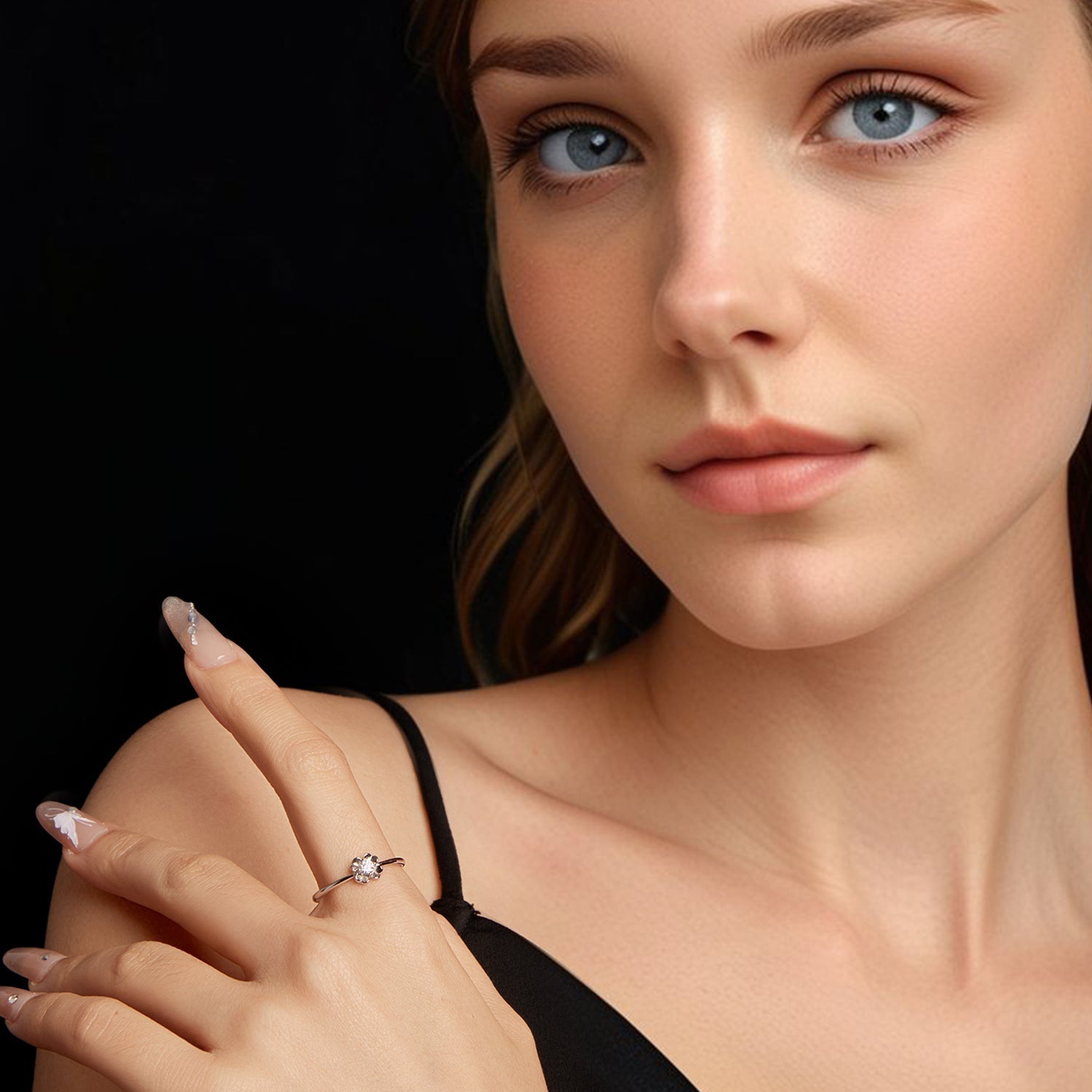 925 Sterling Silver Moissanite Ring Size E for Women DestGlow