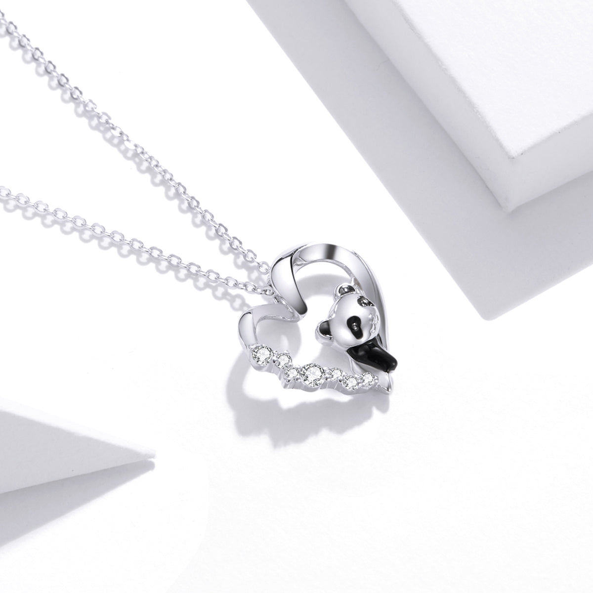 S925 Sterling Silver Adjustable Necklace with CZ and Enamel Pendant DestGlow