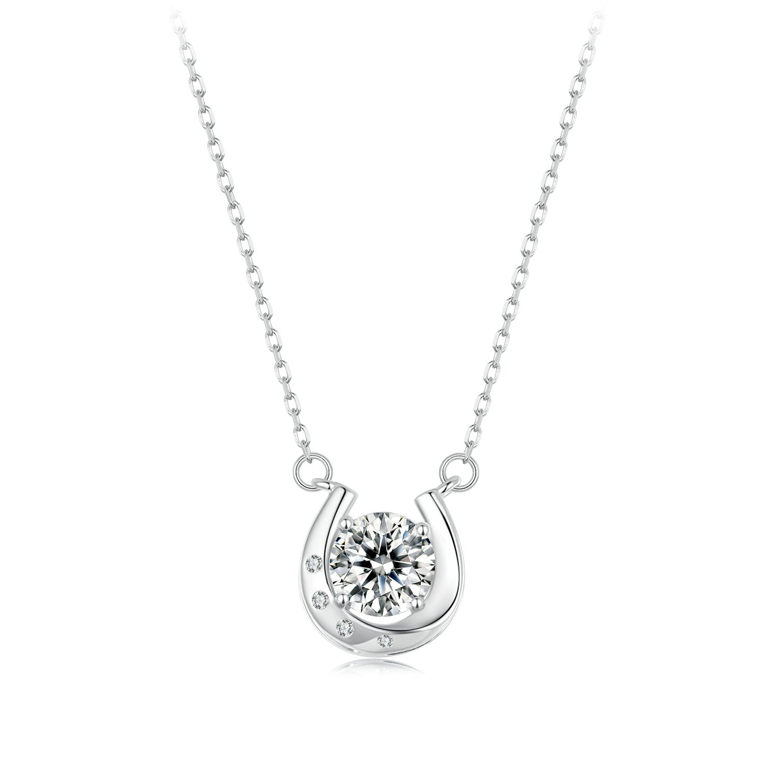 925 Sterling Silver Moissanite Necklace with Pavé Setting, 1 Carat, 400mm Length for Women DestGlow
