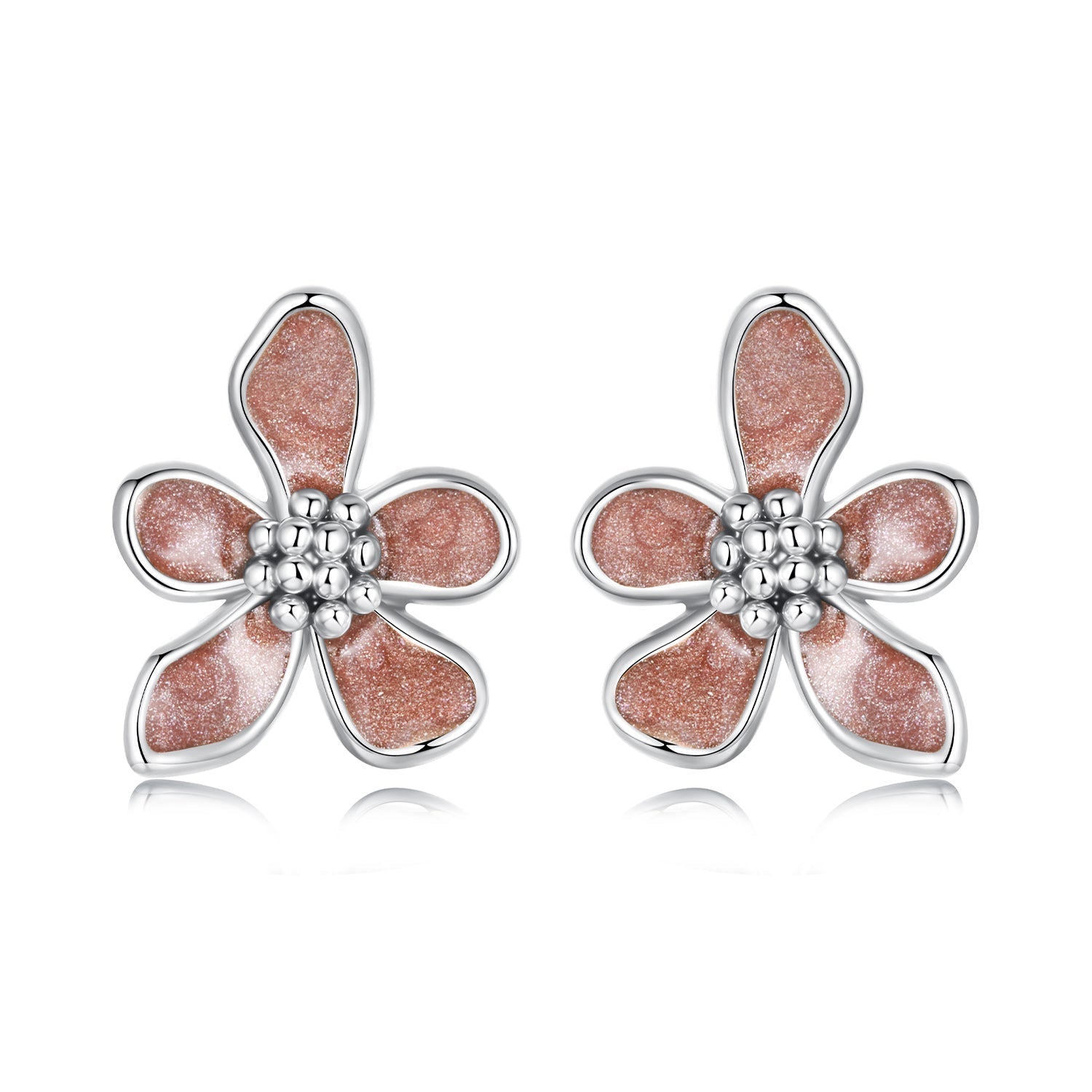 925 Sterling Silver White Gold Plated Enamel Earrings 0.9*1.0cm for Women DestGlow