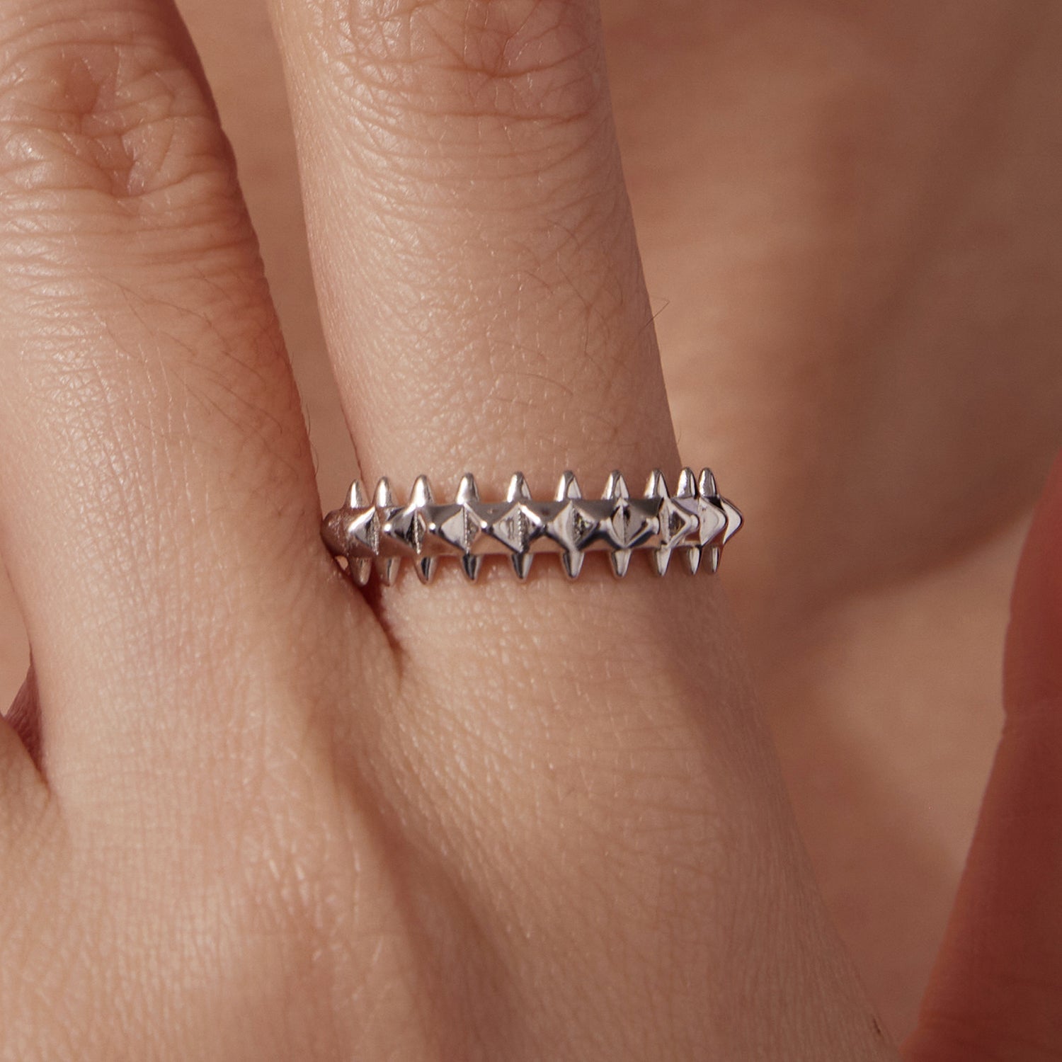 925 Sterling Silver + Plated White Gold 0.24cm Ring for Women DestGlow