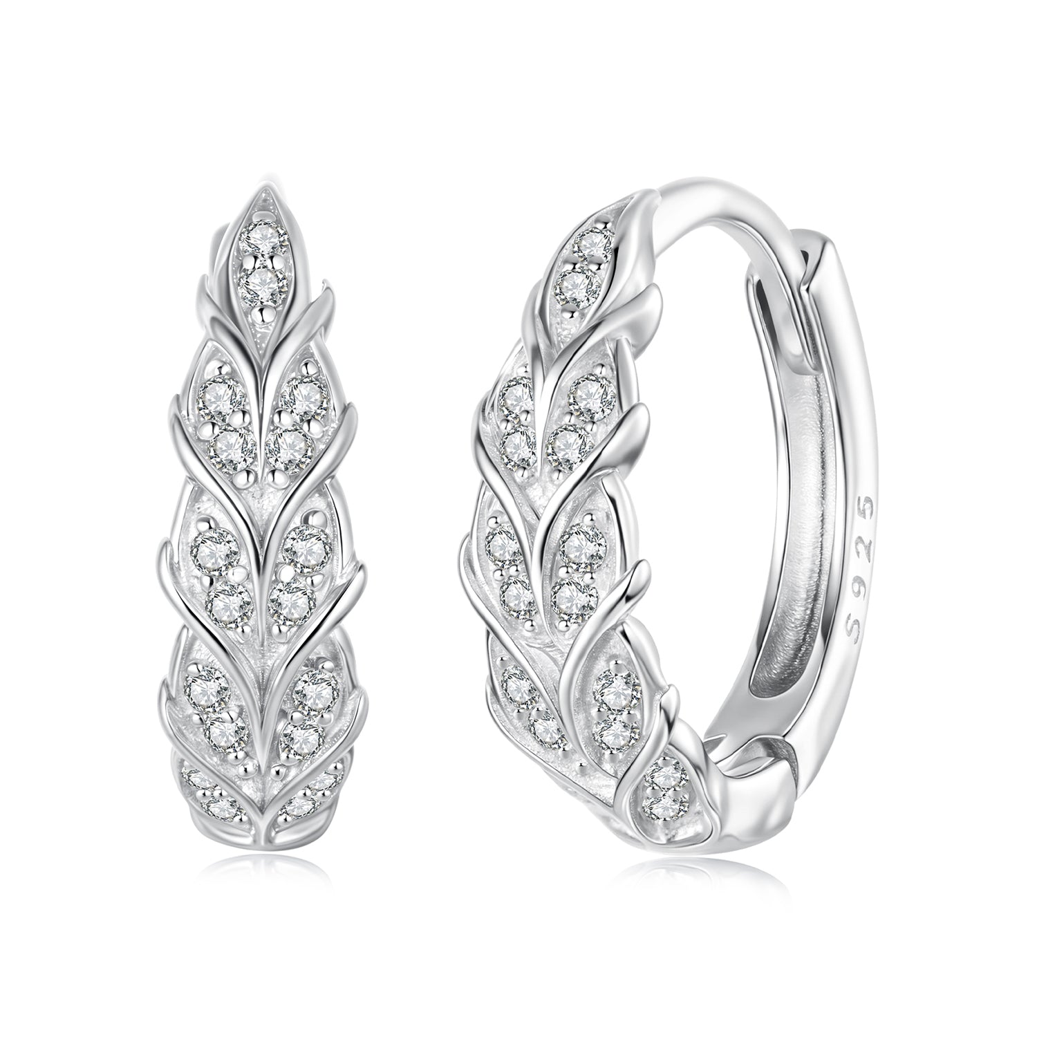925 Sterling Silver Earrings with Pavé Setting CZ and White Gold Plating for Women DestGlow
