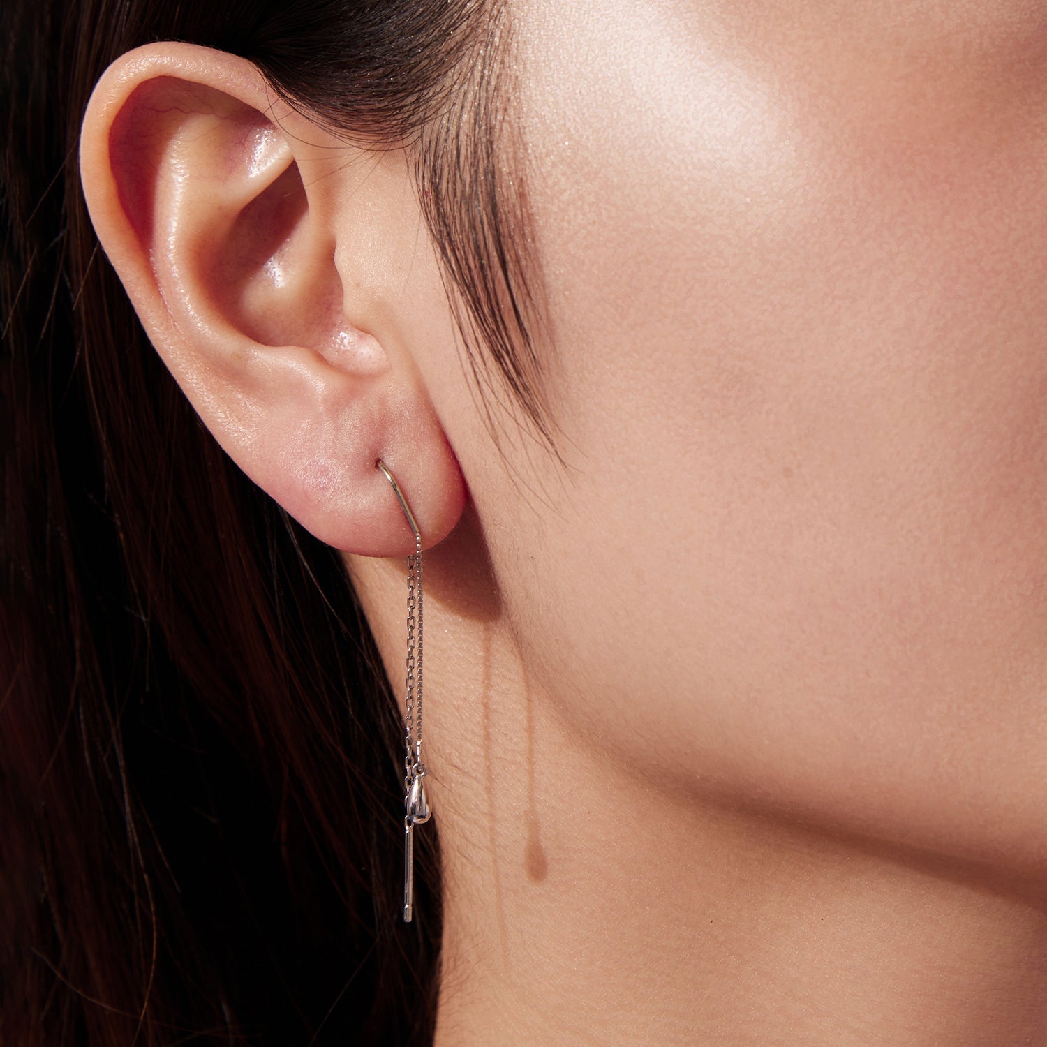 925 Sterling Silver Plated White Gold Water Droplet Earrings for Women DestGlow