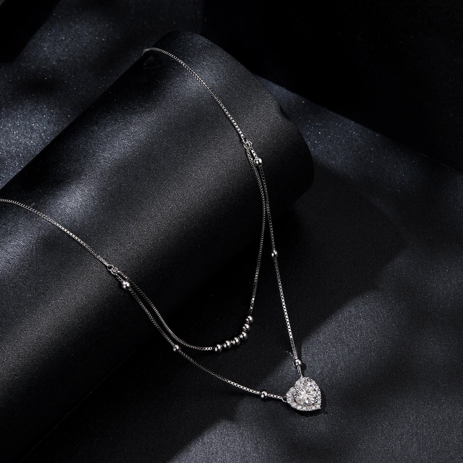 925 Sterling Silver 6.5mm Moissanite Necklace with Pavé Setting for Women DestGlow