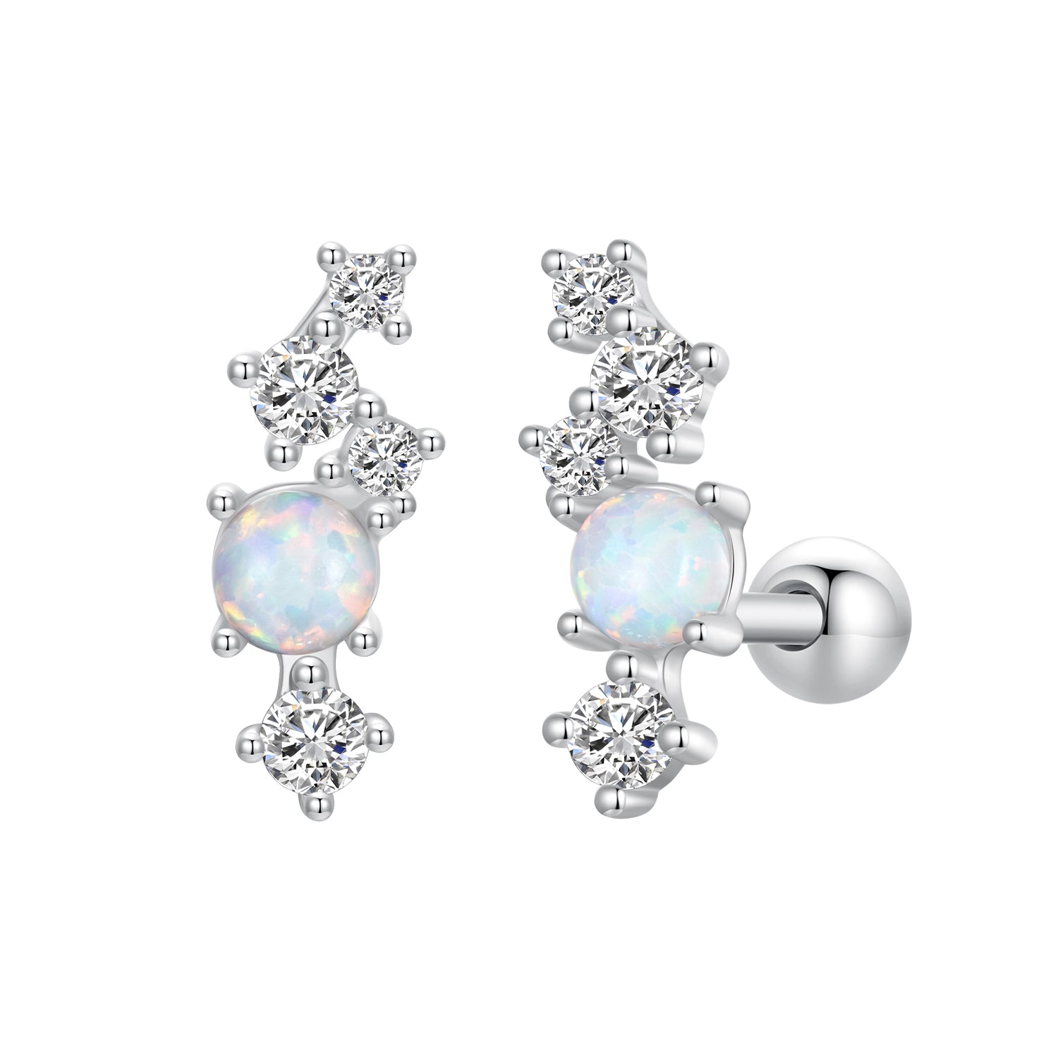 925 Sterling Silver Translucent Opal CZ Earrings for Women DestGlow