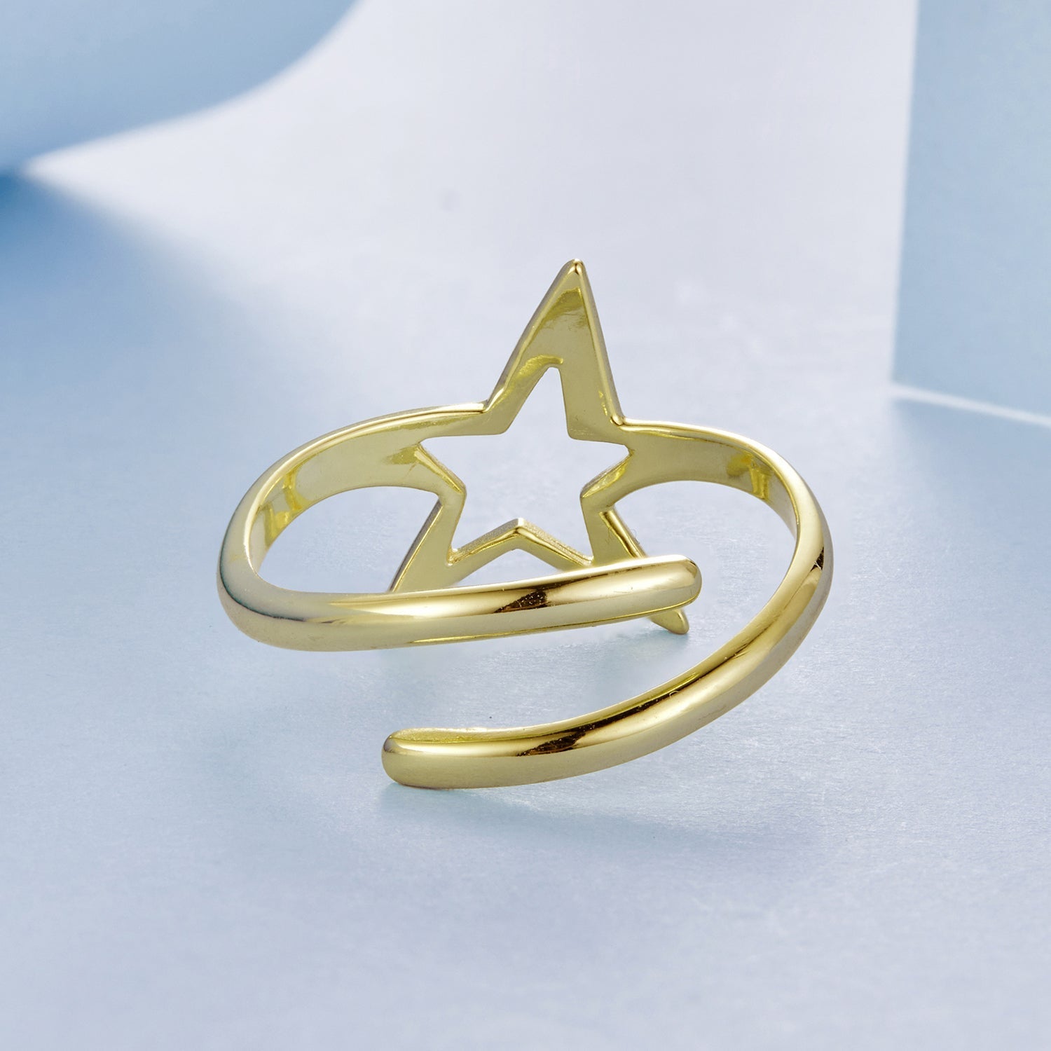 925 Sterling Silver Plated Gold 1.40cm Star Ring DestGlow