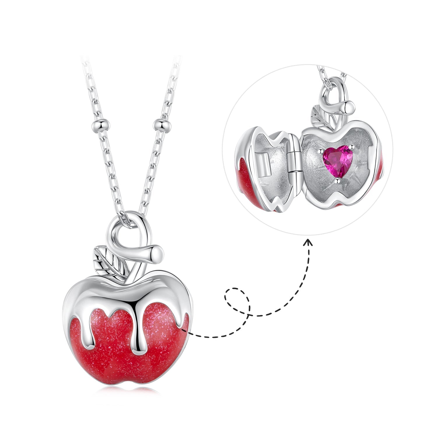 925 Sterling Silver White Gold Plated Enamel Necklace 40+5cm for Women DestGlow
