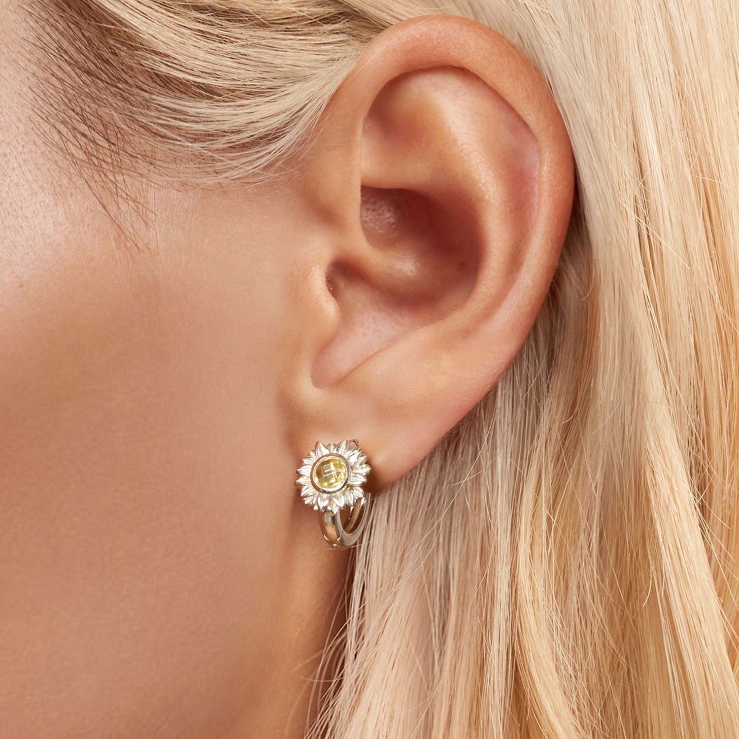 925 Sterling Silver Earrings with Transparent Glass, 12x9mm Size for Women DestGlow