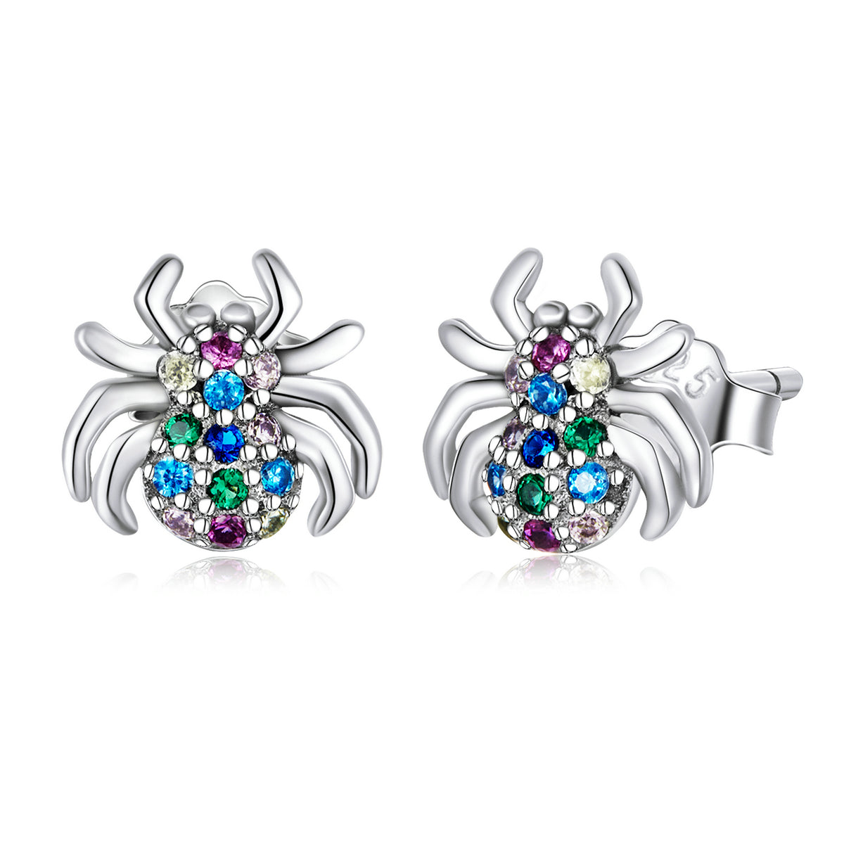 925 Sterling Silver Earrings with Pavé Setting CZ, Oxidized Silver, 0.7*0.8 cm for Women DestGlow