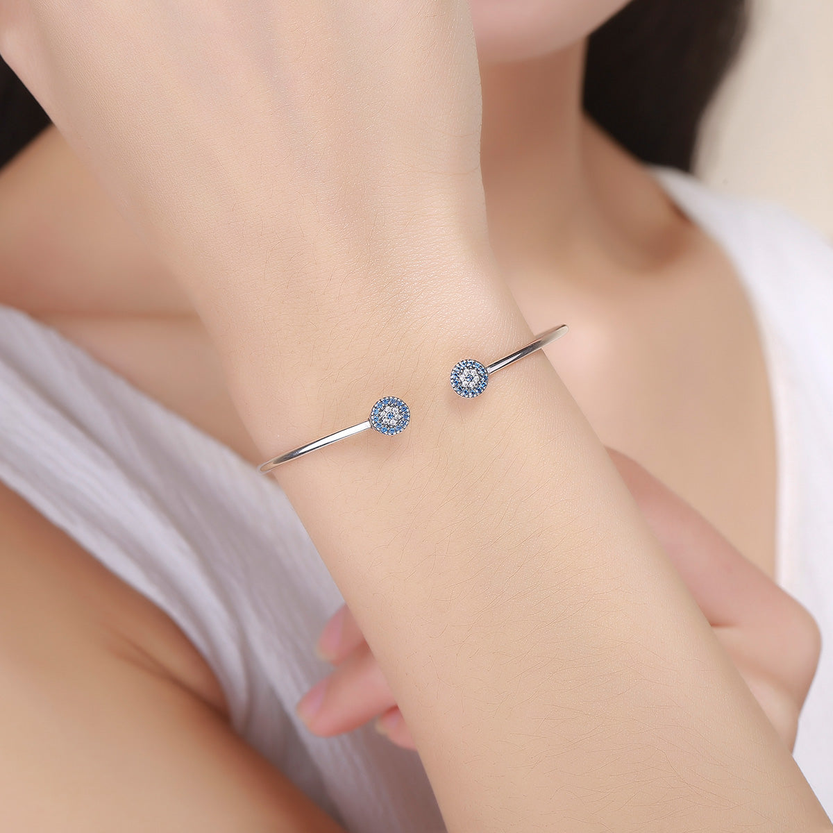 925 Sterling Silver Bracelet with Outer Diameter 6cm and Wall Thickness 0.2cm for Women DestGlow