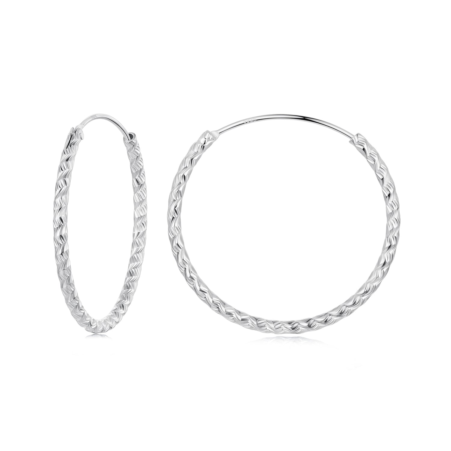 925 Sterling Silver Earrings Hoops 2.5 cm for Women DestGlow