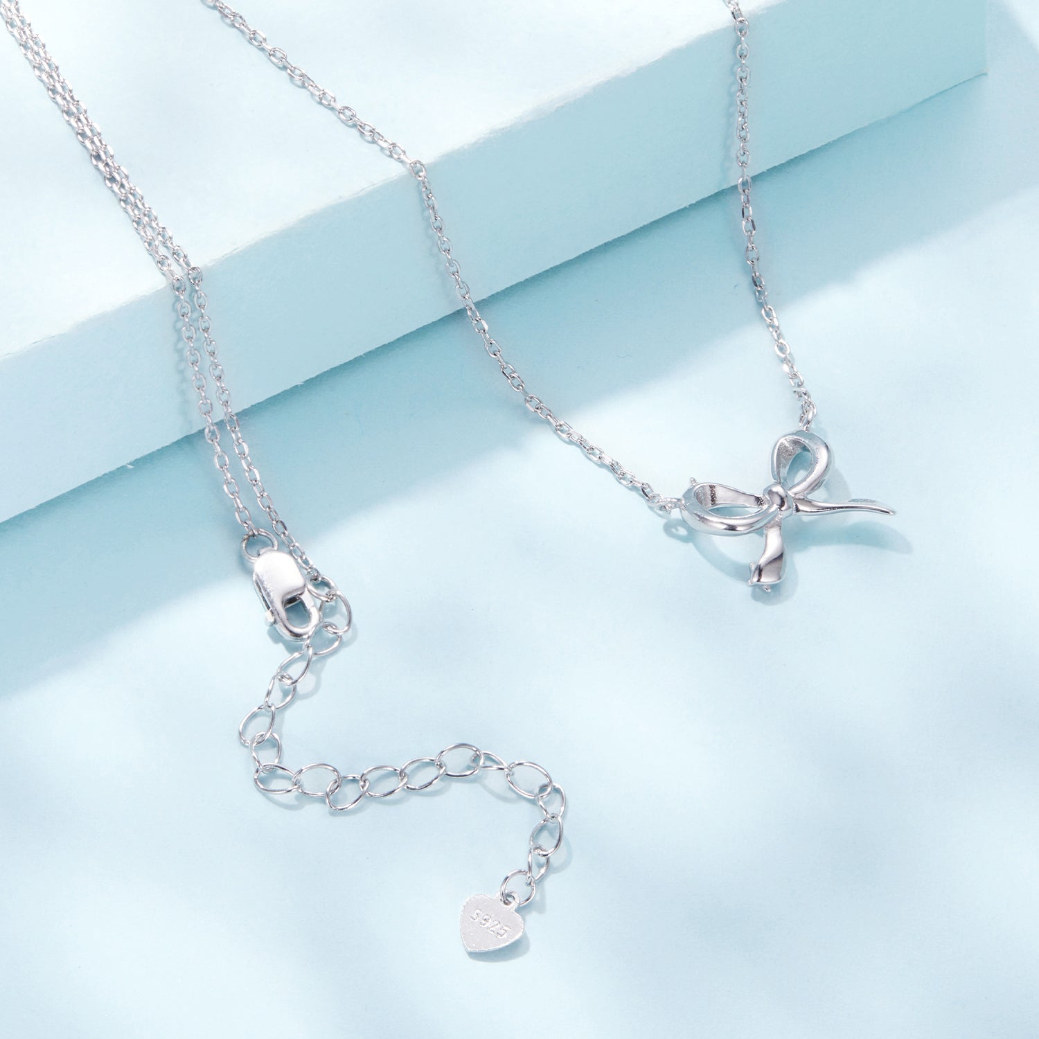 925 Sterling Silver Plated White Gold 40+5cm Adjustable Necklace for Women DestGlow