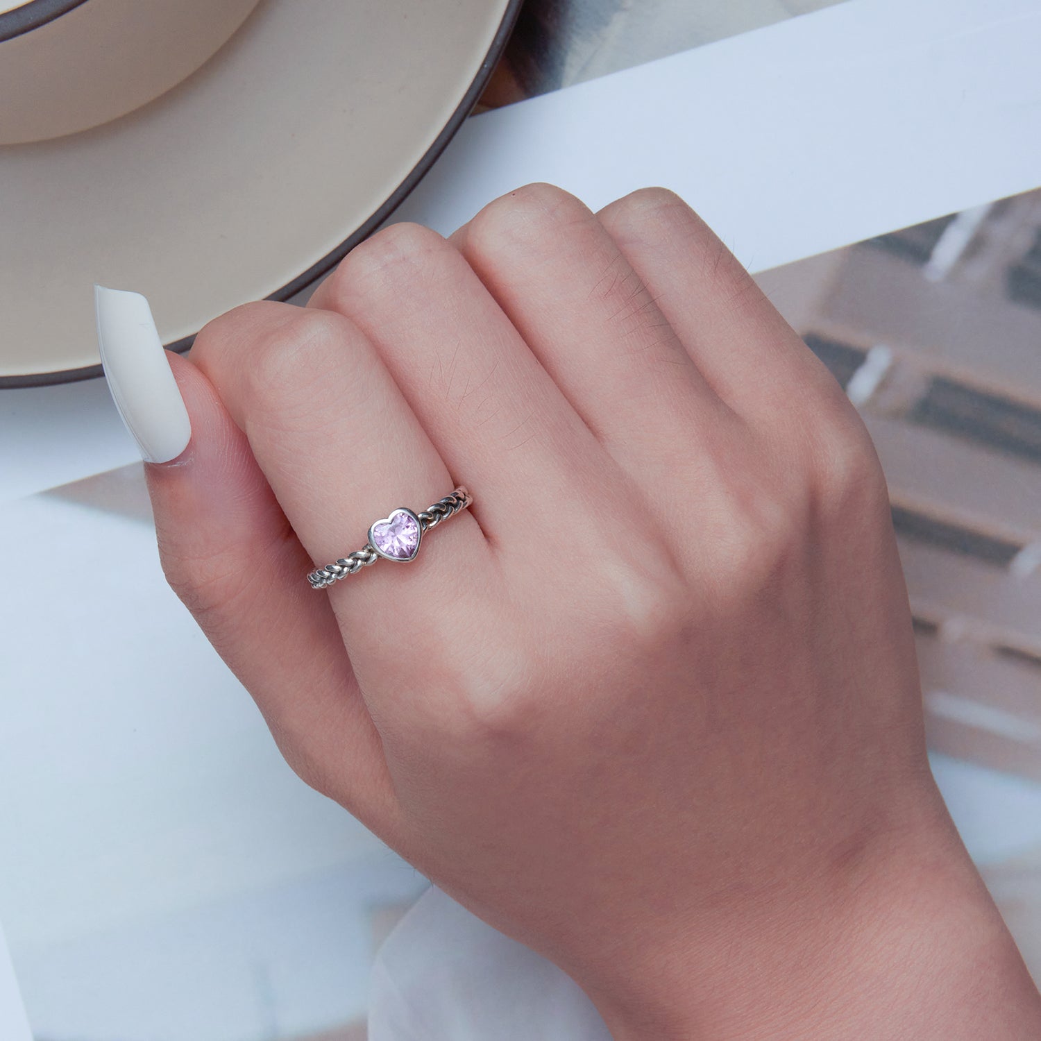 925 Sterling Silver Love CZ Ring for Women by Bids.com
