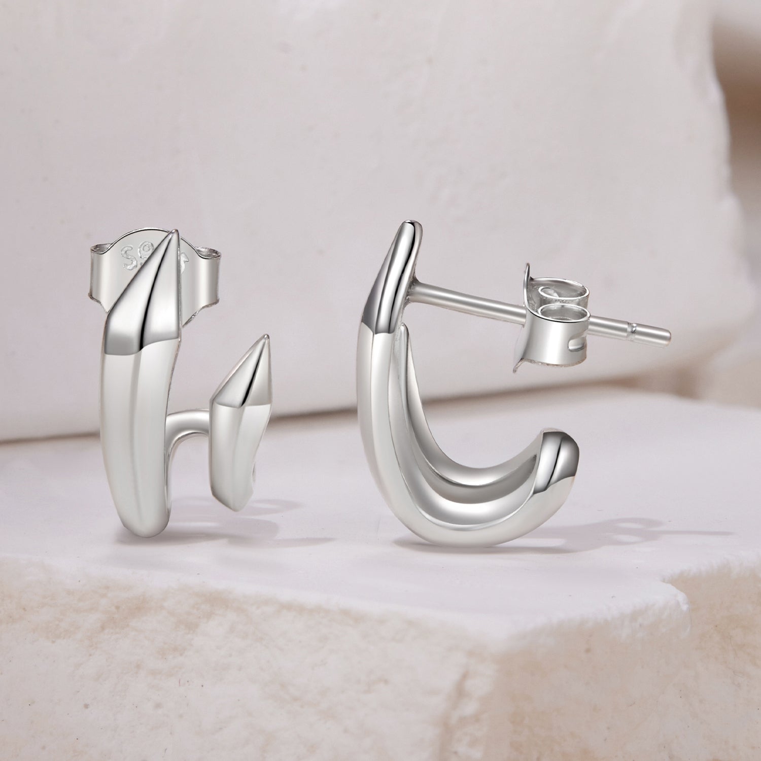 925 Sterling Silver Oxidized Silver Earrings Size 1.3*0.7cm DestGlow