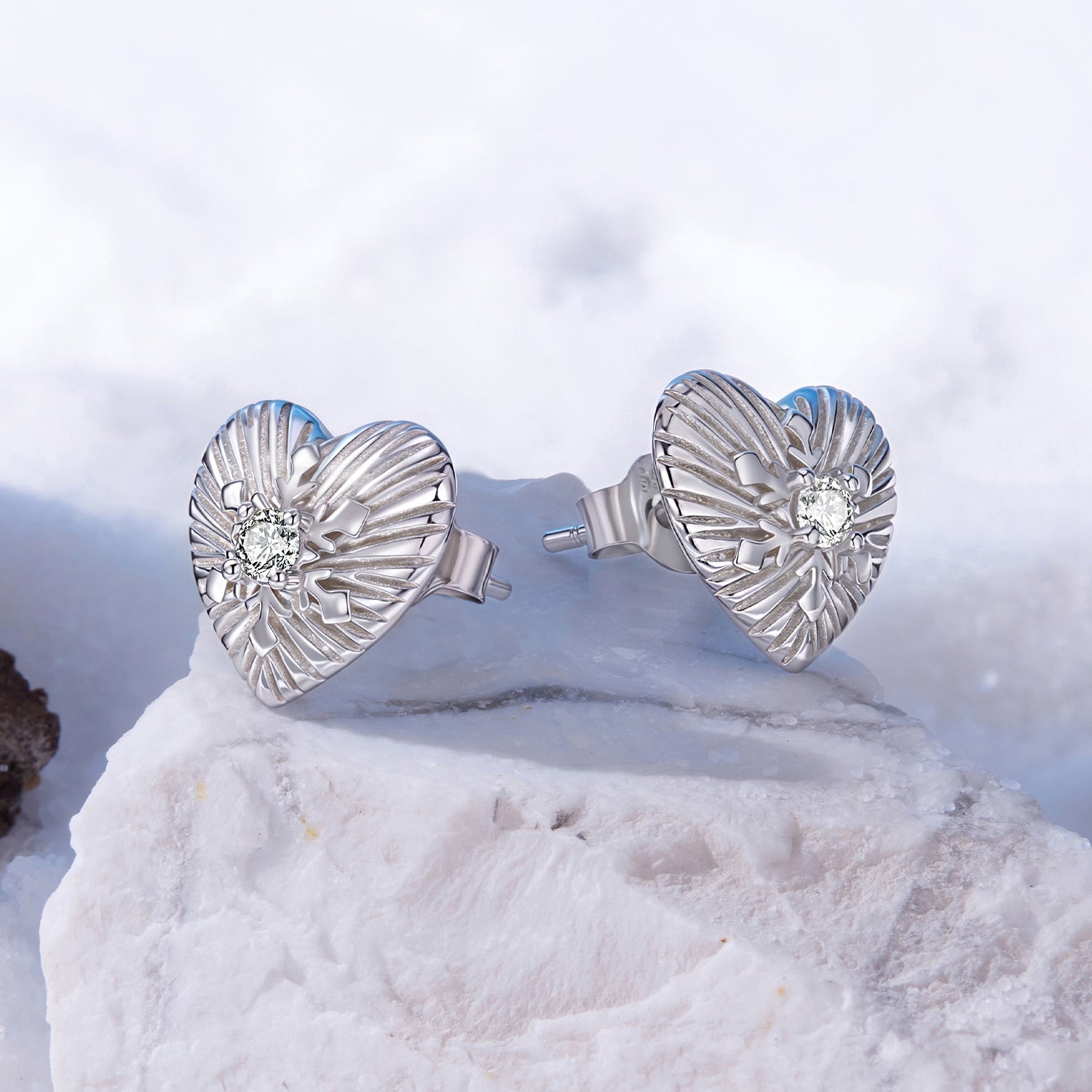 925 Sterling Silver Earrings with CZ in White Gold Plating for Women DestGlow