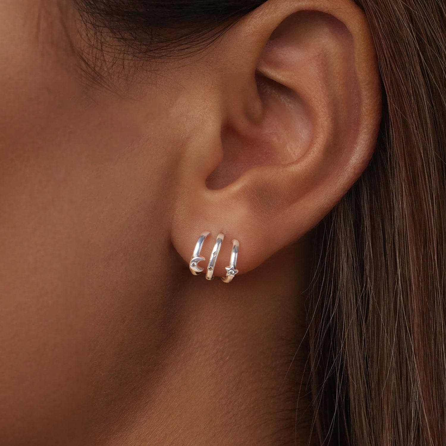 925 Sterling Silver Earrings with Pavé Setting CZ - Oxidized Silver, 1.1cm for Women DestGlow
