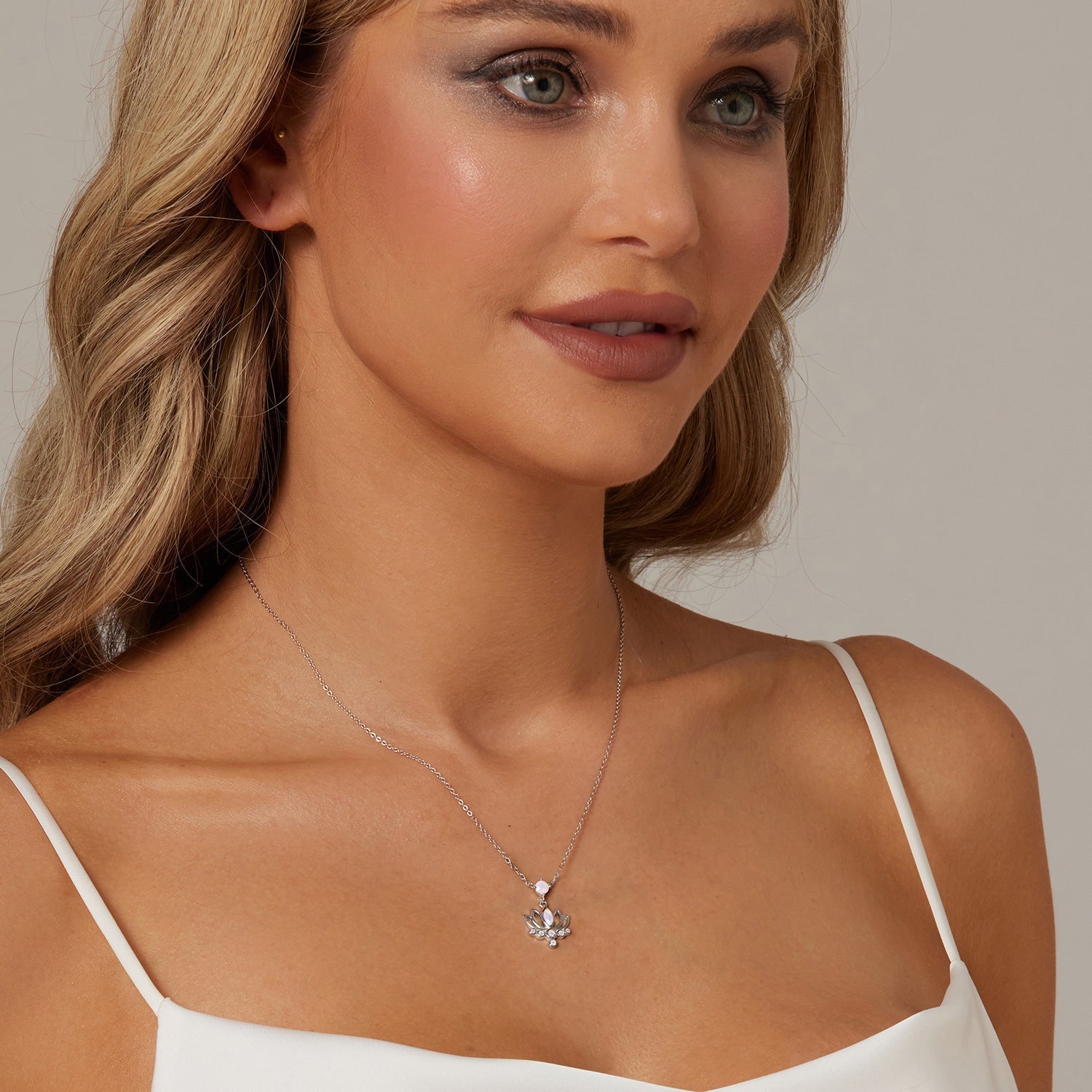 925 Sterling Silver Opal Nanometer Stone Necklace for Women DestGlow