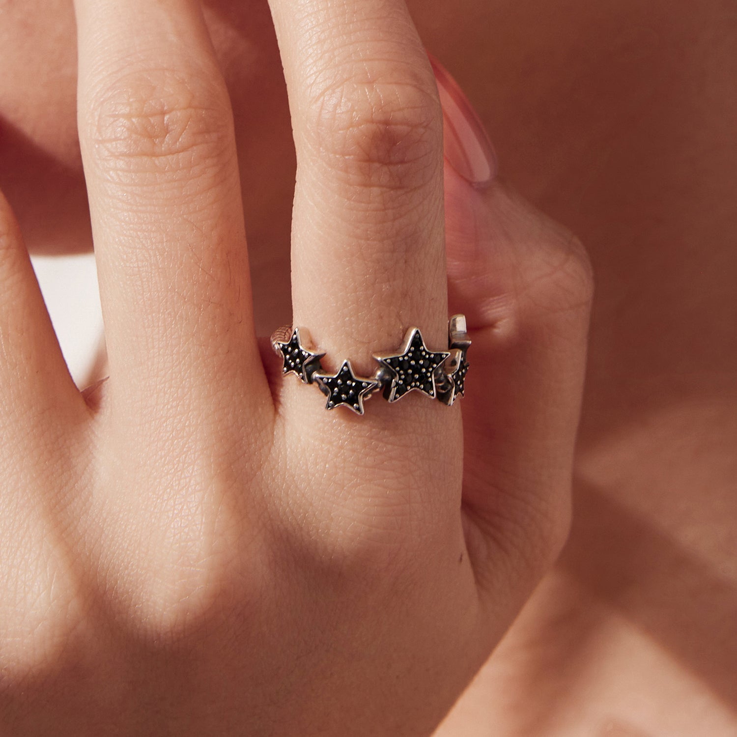 925 Sterling Silver Oxidized Rings with Pavé Setting CZ, Size 6.0 for Women DestGlow