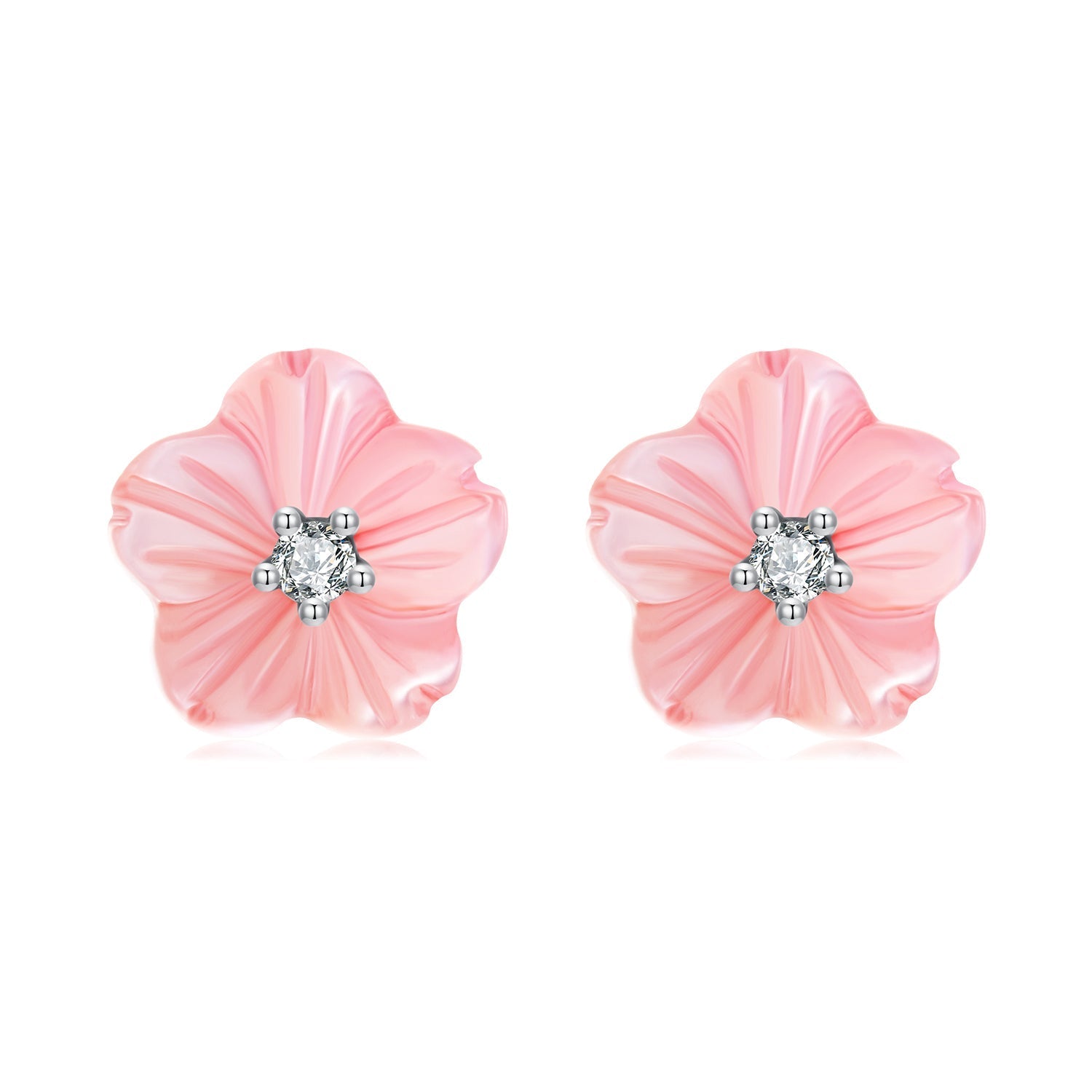925 Sterling Silver Earrings with High-Quality Nacre and Pavé CZ, Oxidized Silver DestGlow