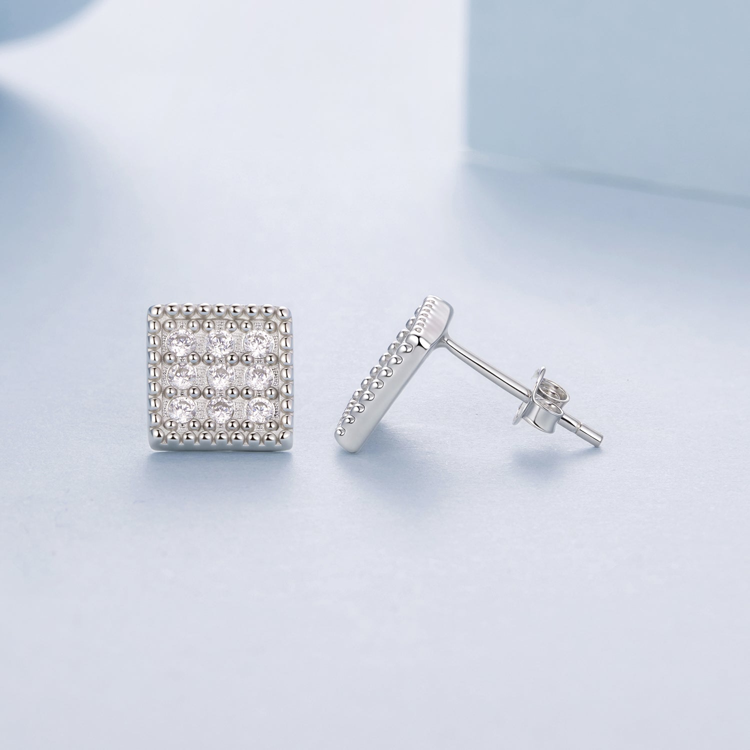 925 Sterling Silver 0.8cm Pavé Setting CZ White Gold Plated Earrings for Women DestGlow