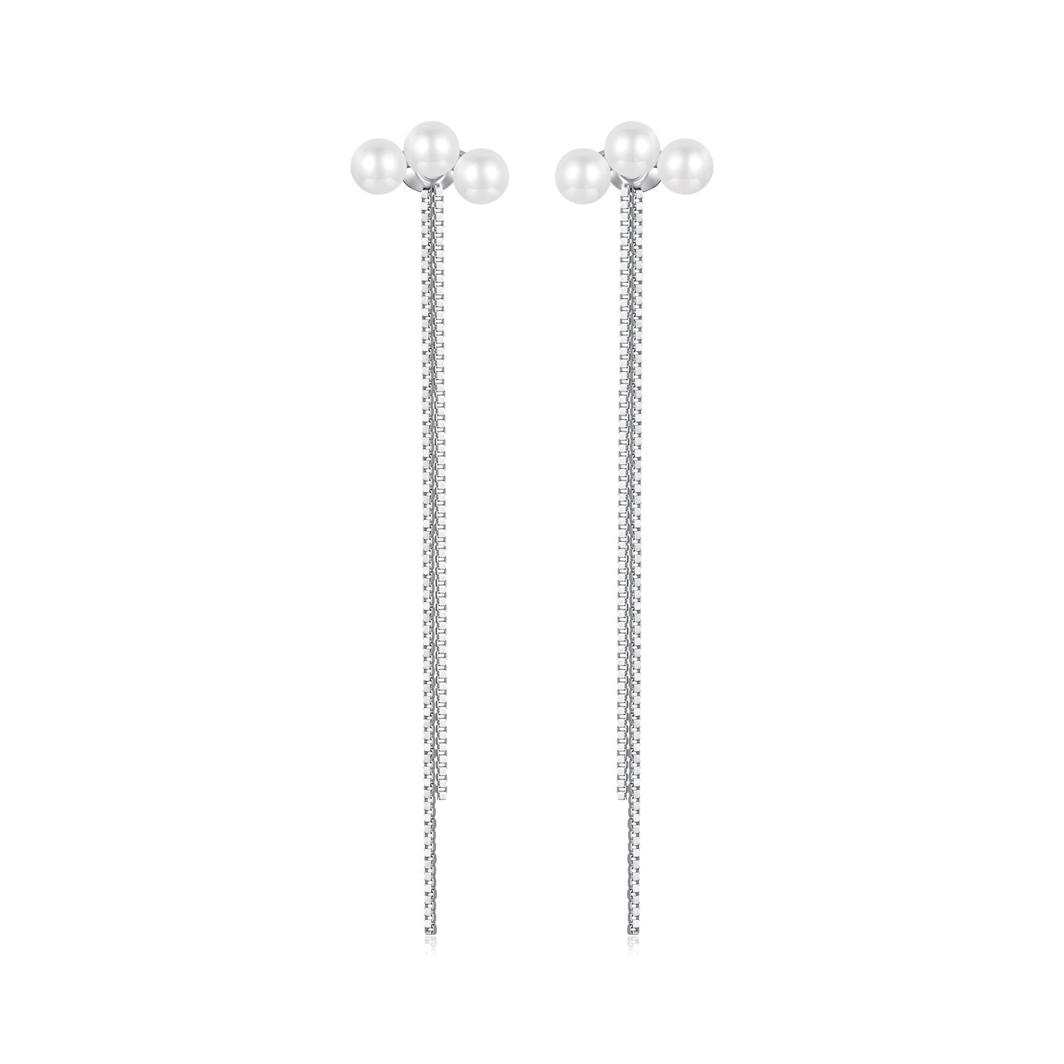 925 Sterling Silver White Gold Plated Shell Pearl Earrings DestGlow
