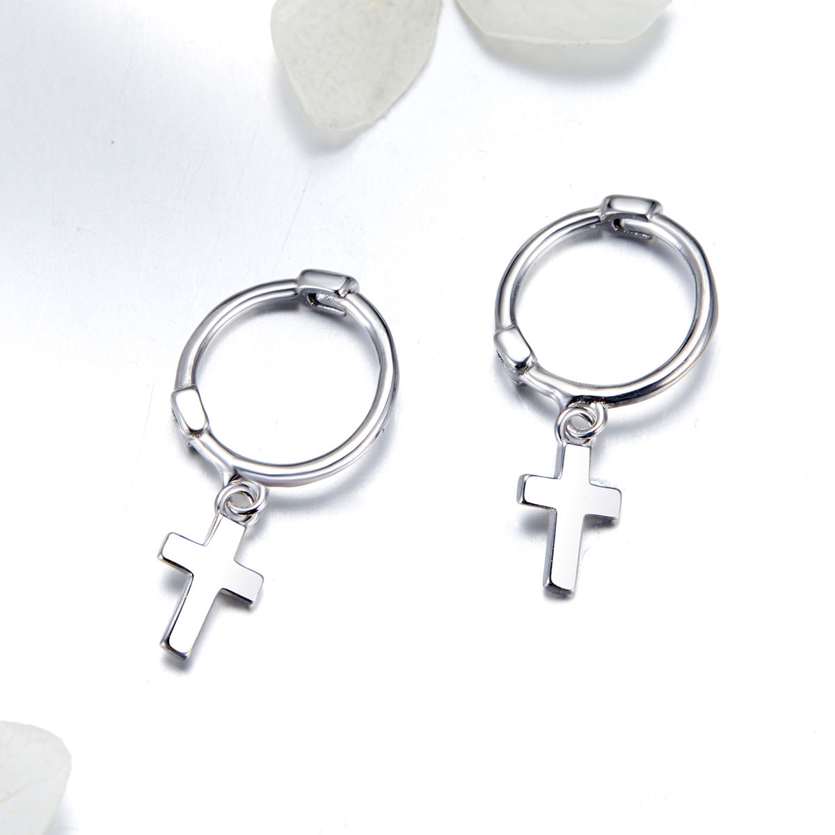 925 Sterling Silver Earrings Plated Platinum 1.9*0.5cm for Women DestGlow