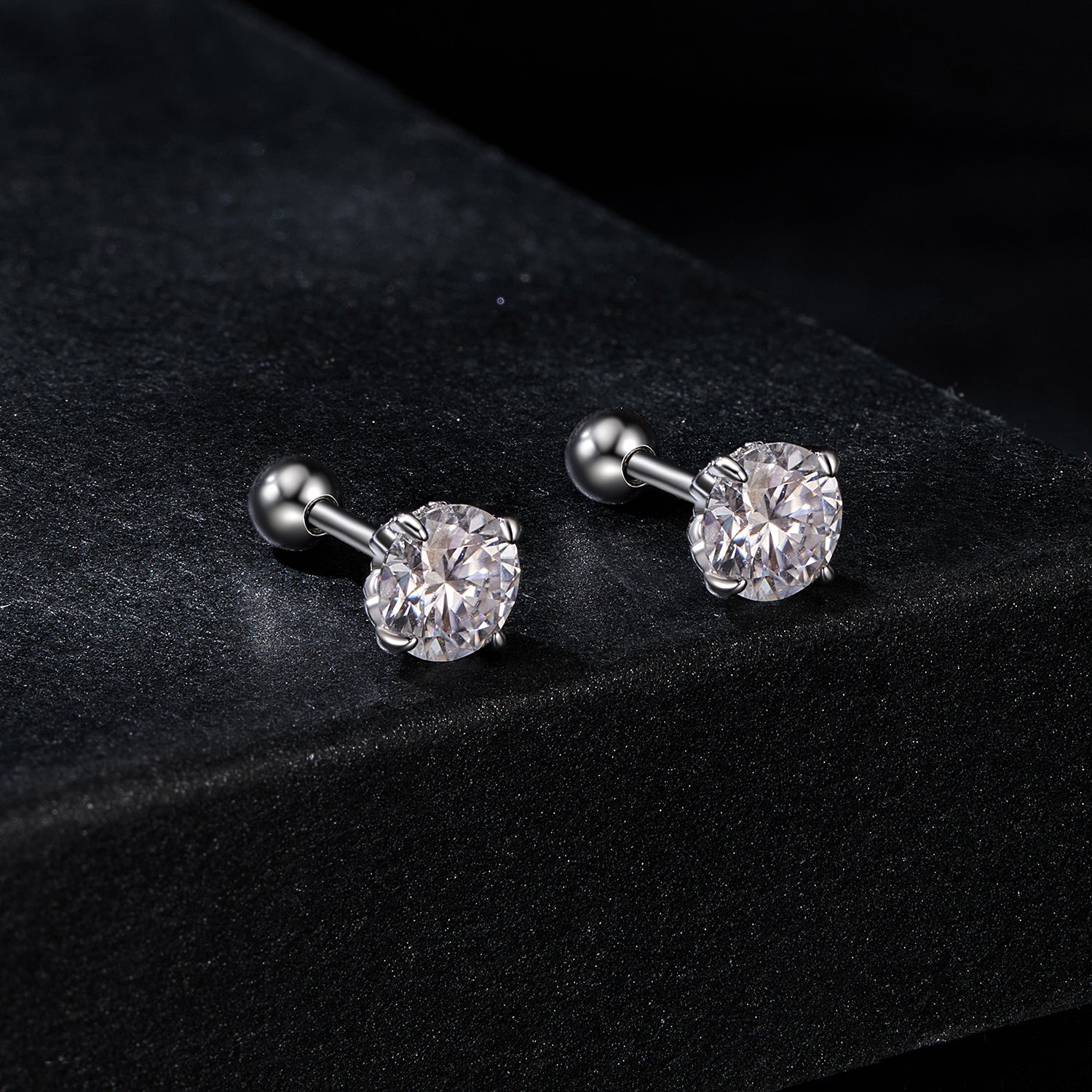 925 Sterling Silver 5mm Moissanite Earrings with White Gold Plating for Women DestGlow