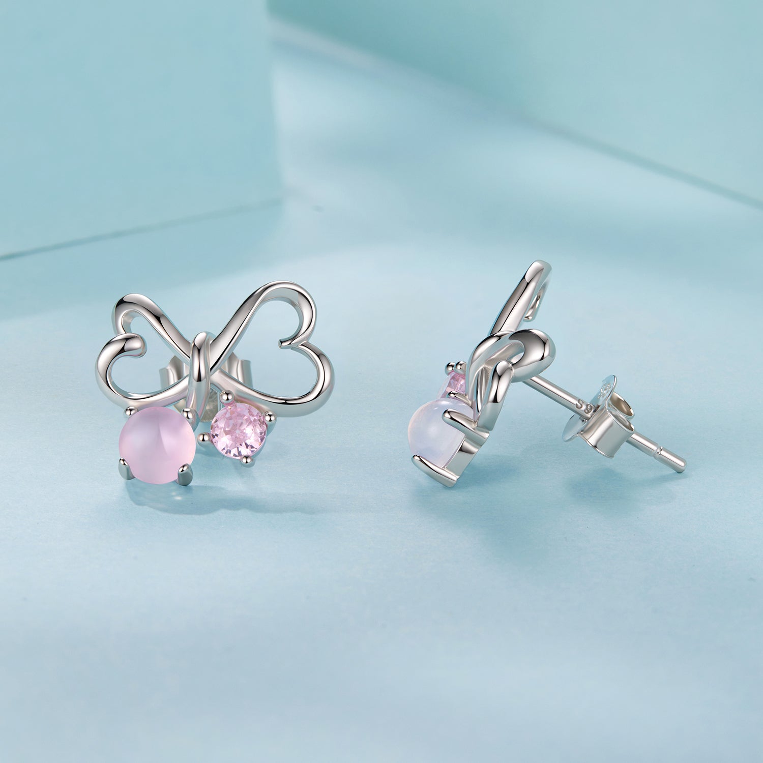925 Sterling Silver Earrings with Pavé Setting CZ and Transparent Glass for Women DestGlow