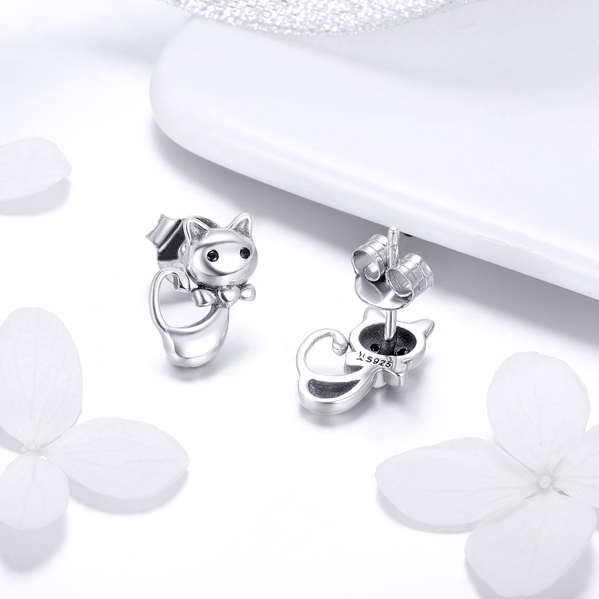 925 Sterling Silver Earrings with Pavé Setting in Oxidized Finish DestGlow