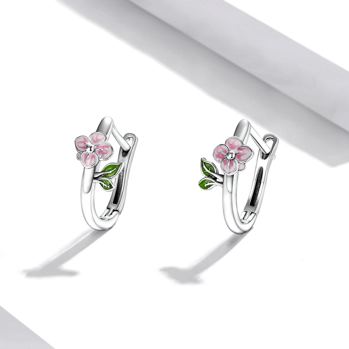 925 Sterling Silver Enamel Oxidized Silver Earrings for Women - 1.5x0.7cm DestGlow