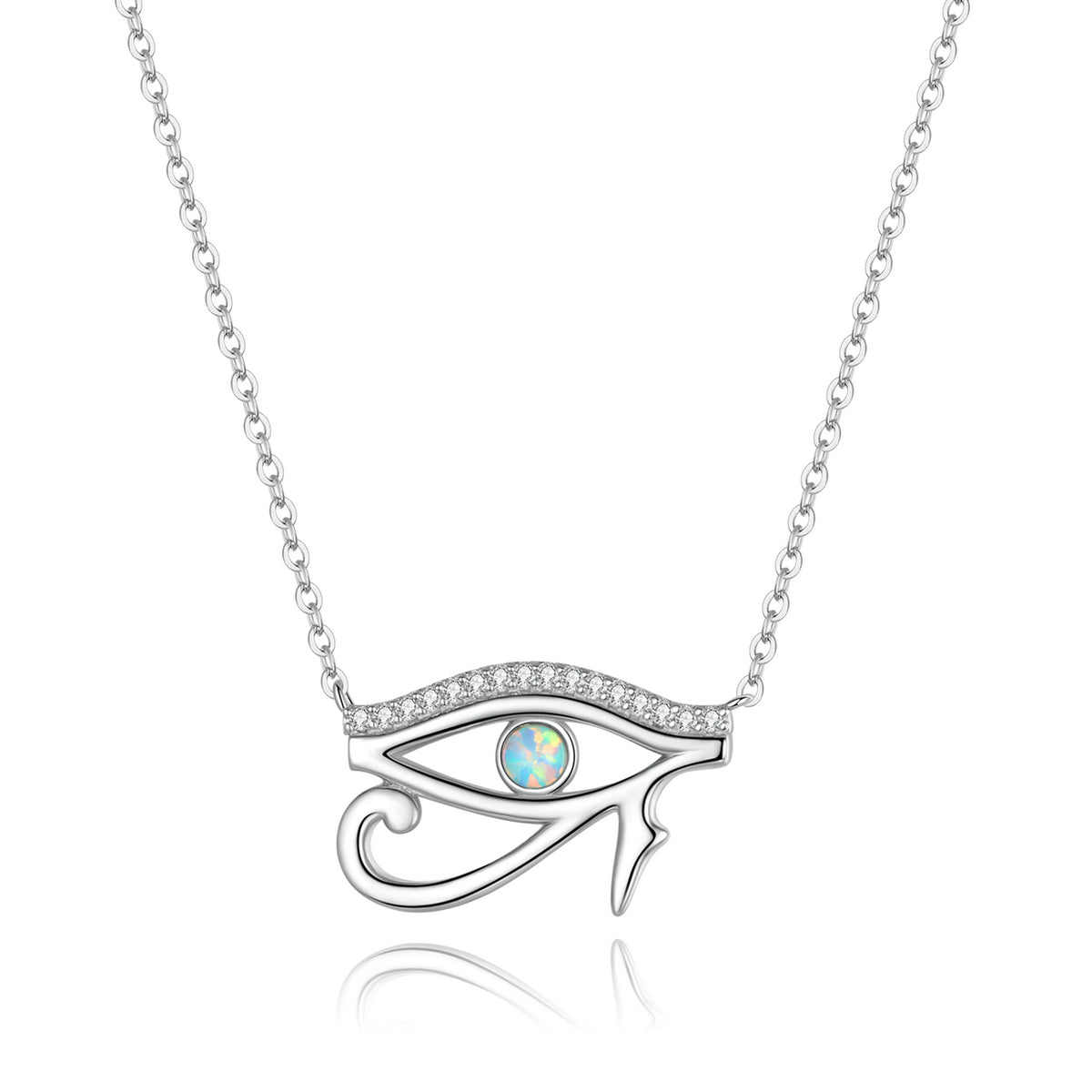 925 Sterling Silver Opal Necklace with CZ and Platinum Plating, Adjustable Length 45cm, Women’s Jewelry DestGlow