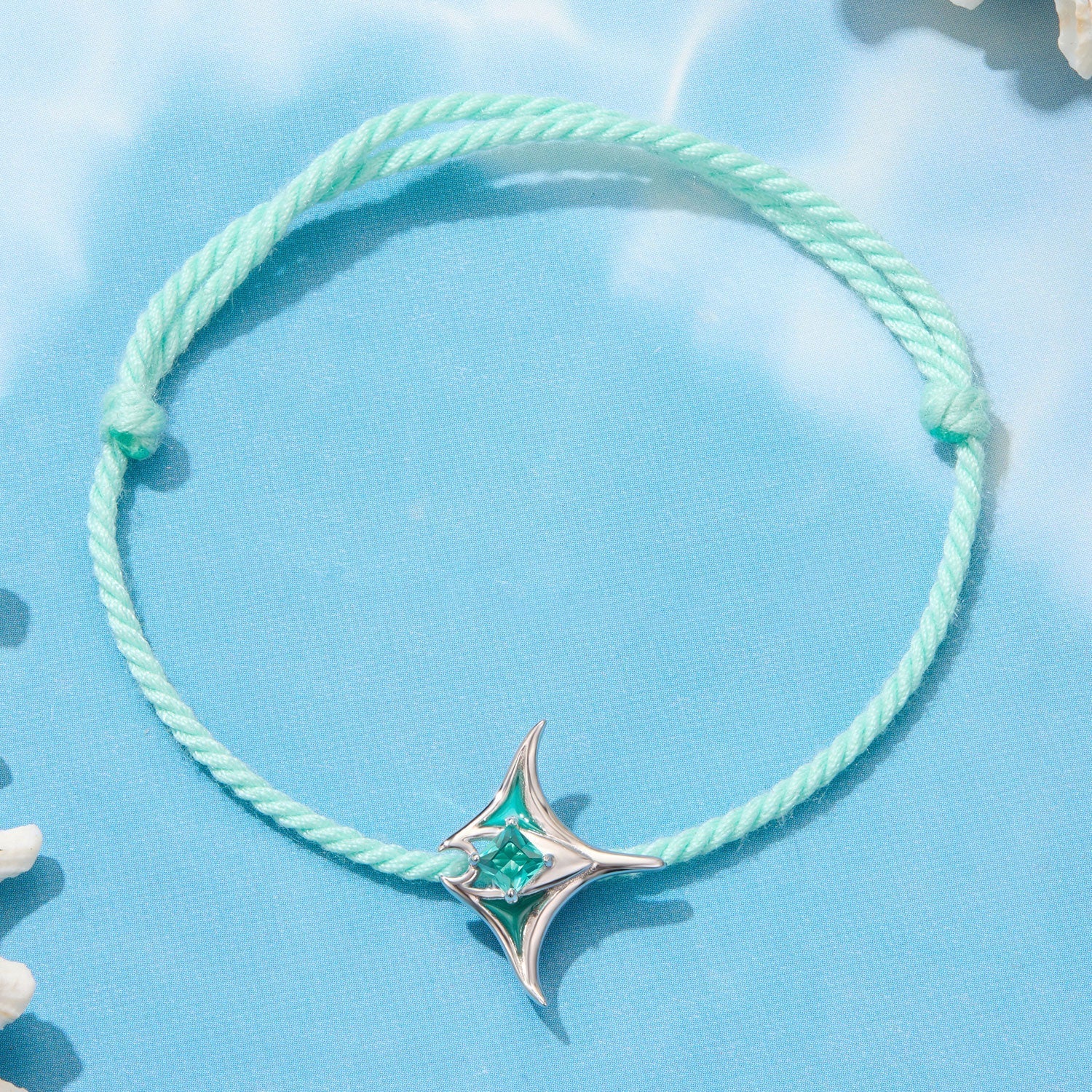 925 Sterling Silver Adjustable Bracelet with Enamel and Transparent Glass Pendant for Women DestGlow