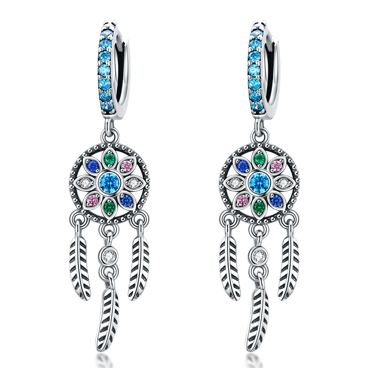 925 Sterling Silver Oxidized Silver Pavé CZ Earrings for Women, Size: 4*1 cm DestGlow