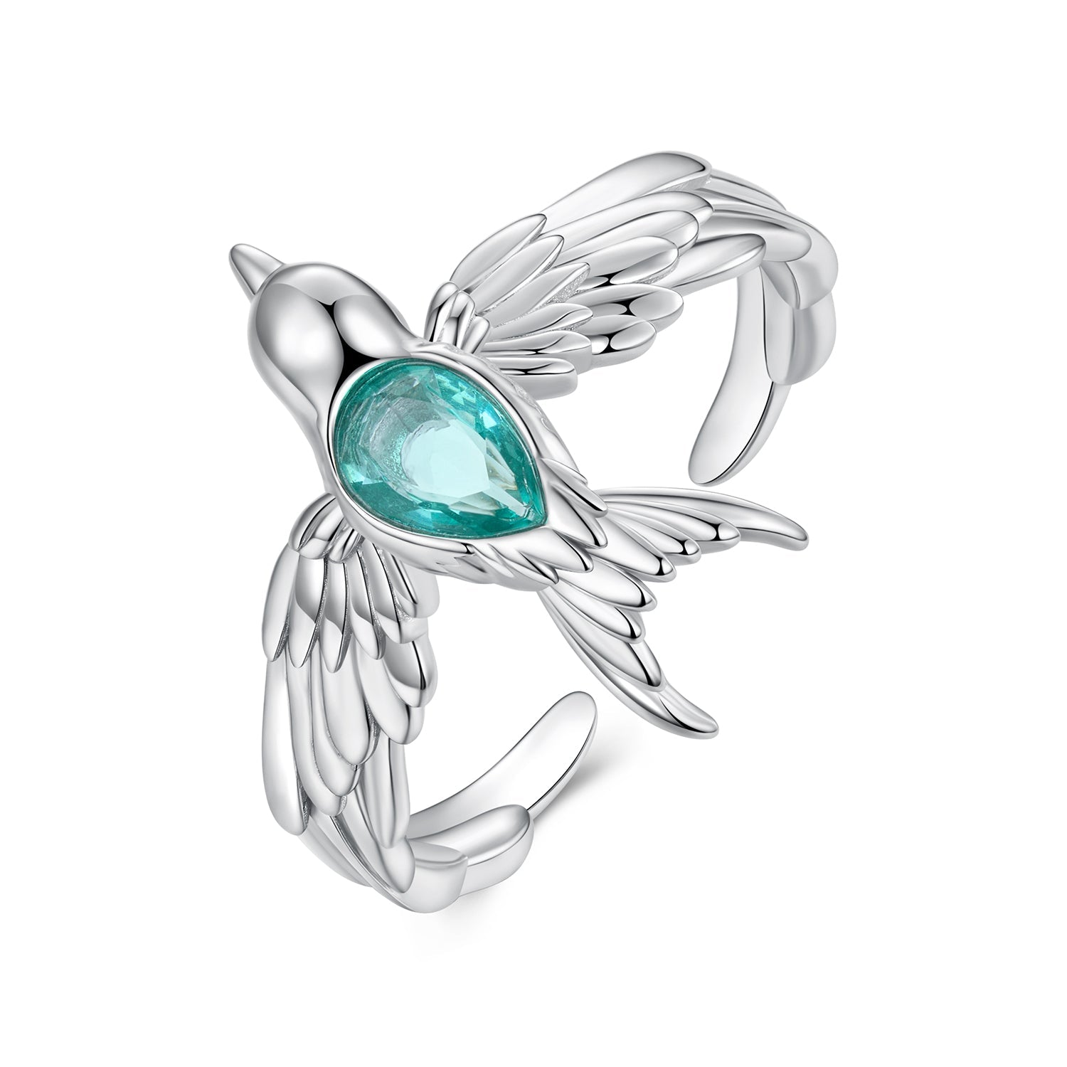 925 Sterling Silver Transparent Glass Ring for Women DestGlow