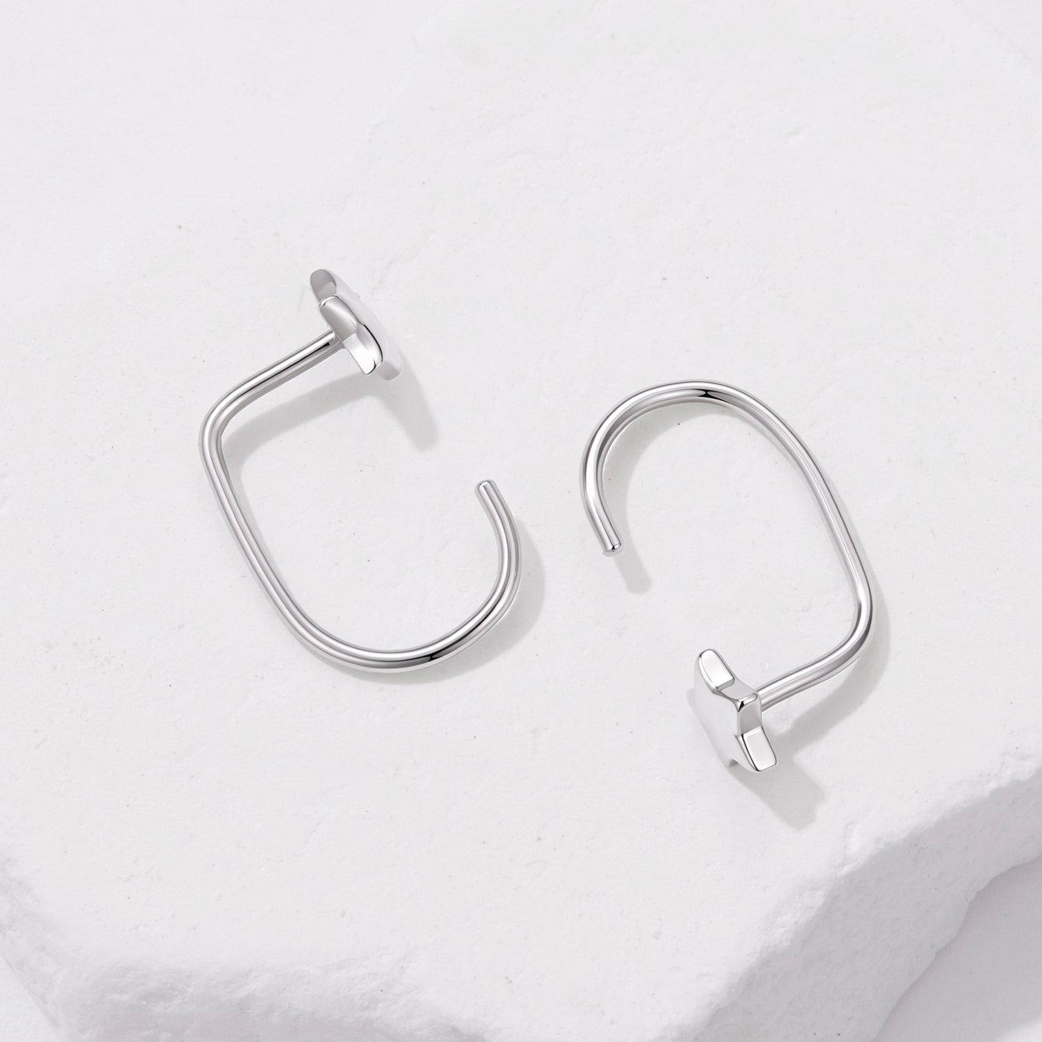 925 Sterling Silver Brass Earrings with White Gold Plating 1.4cm for Women DestGlow