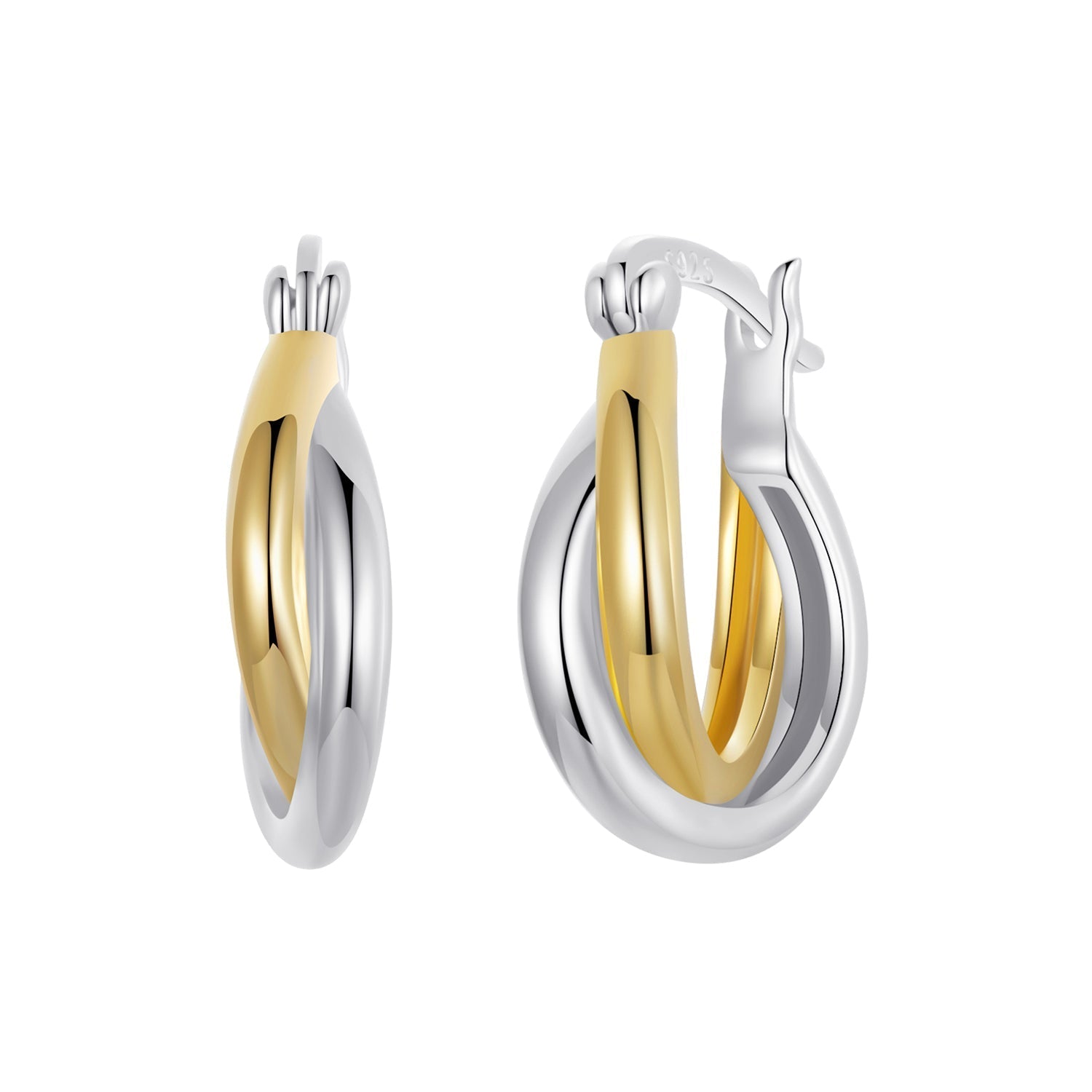 925 Sterling Silver Earrings with Platinum and Gold Plating for Women DestGlow