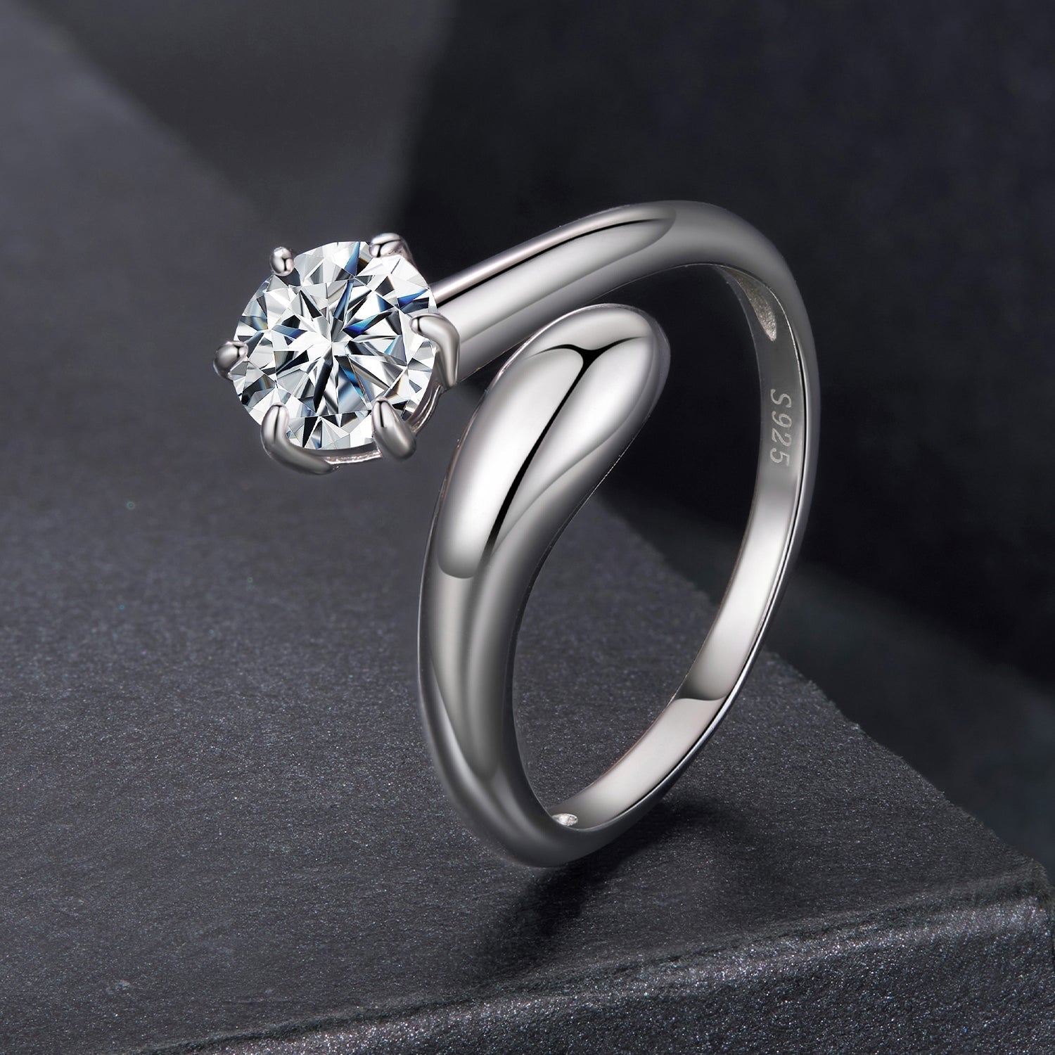 925 Sterling Silver 1 Carat Moissanite Ring for Women DestGlow