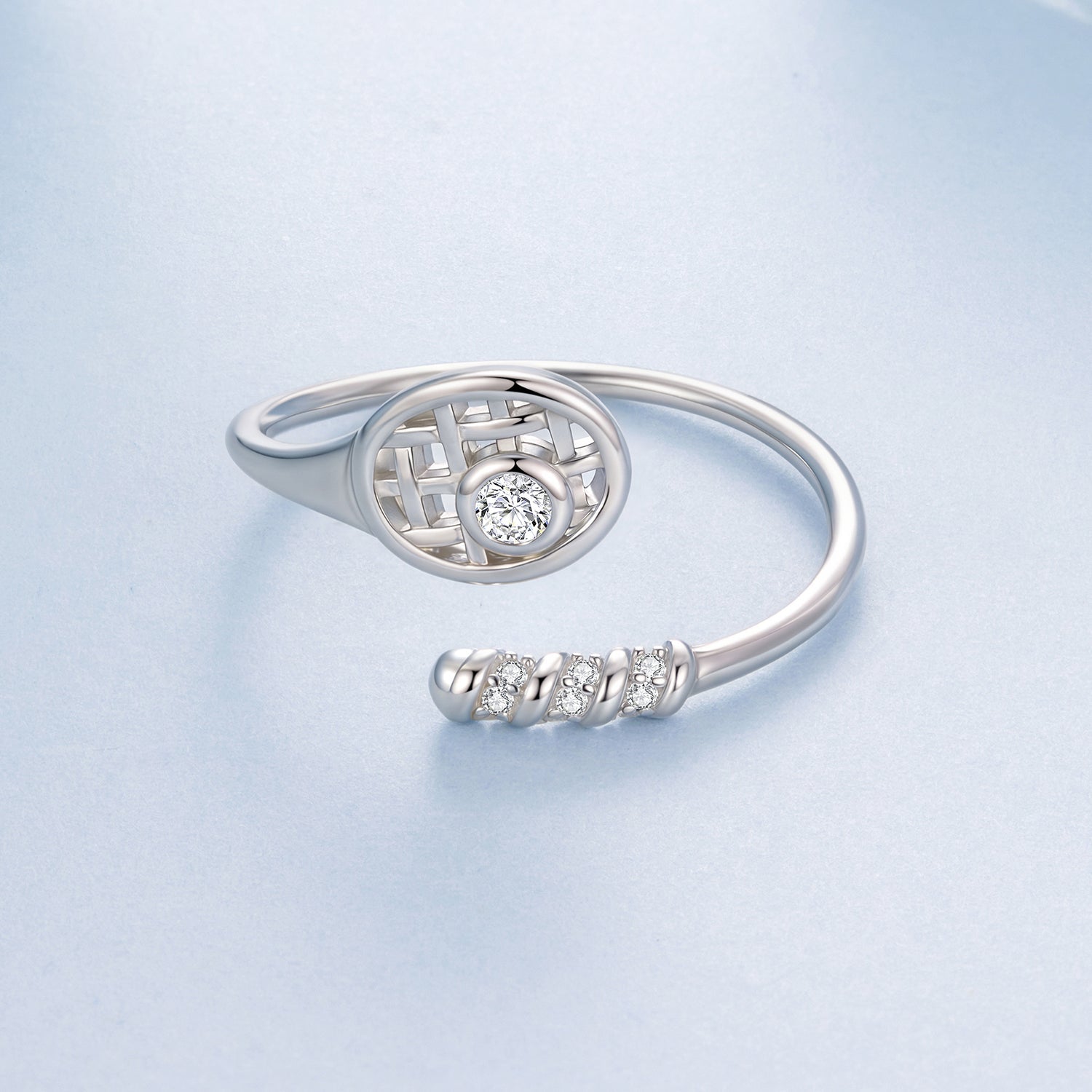 925 Sterling Silver Ring with Pavé Setting CZ, Width 0.11-0.72cm, for Women DestGlow
